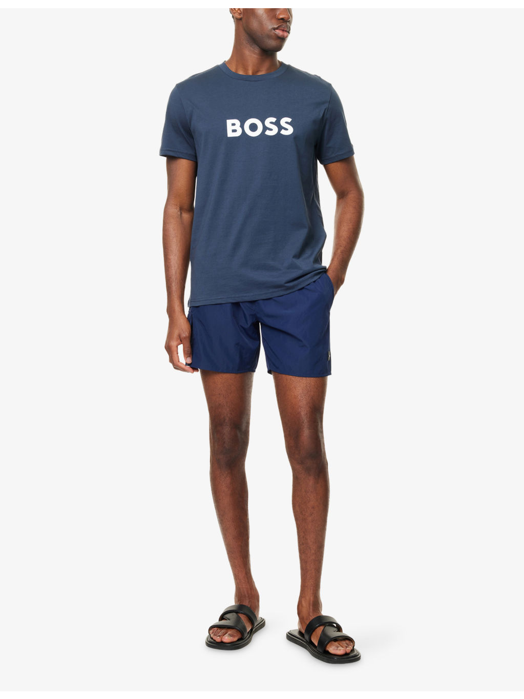 BOSS x Beckham Brand-Patch Relaxed-Fit Swim Shorts - 2