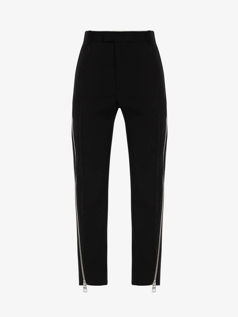 Zip Detail Trousers in Black 1