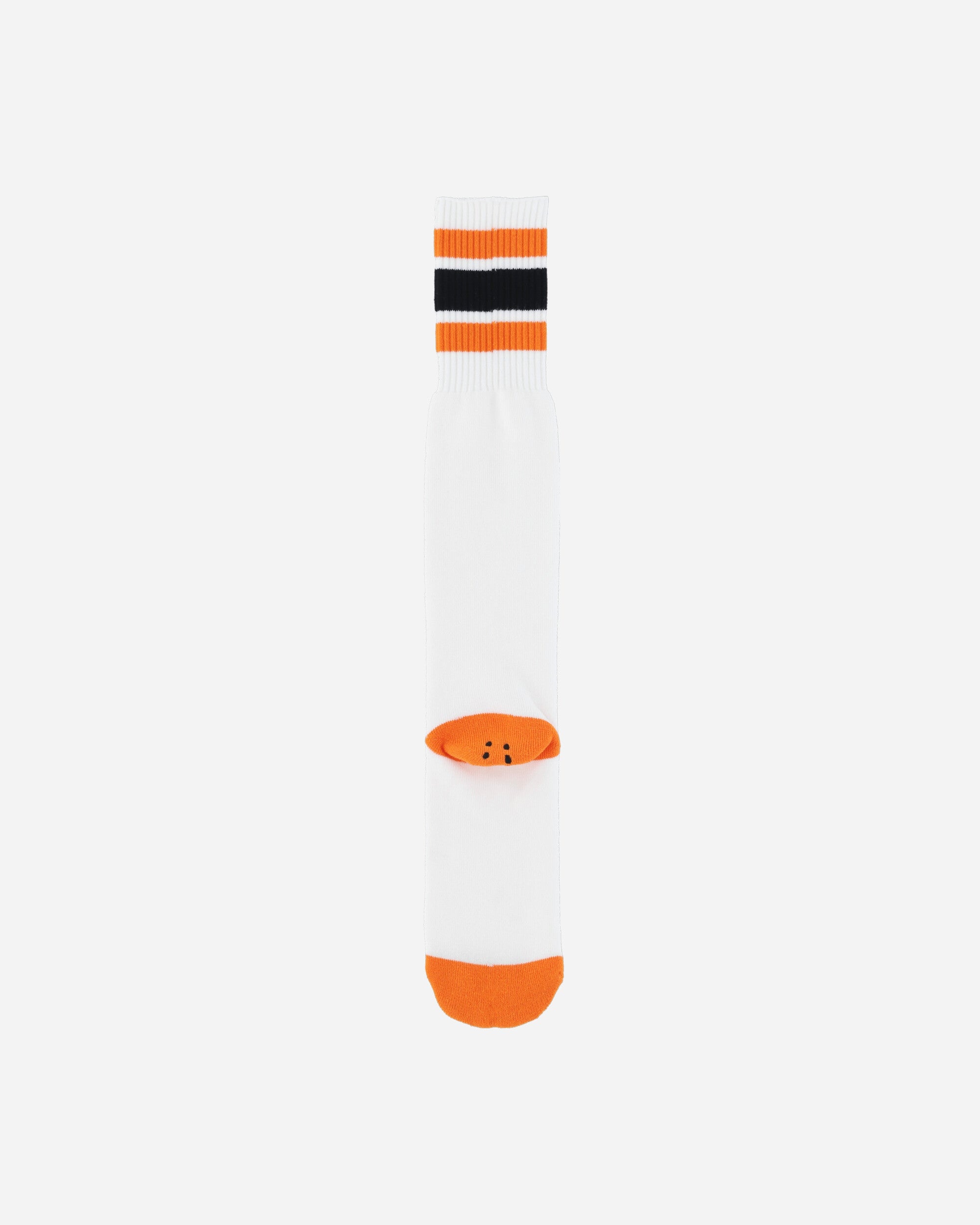 144 Yarns Happy Heel Embroidered Skaters Knee-High Socks White / Orange - 2