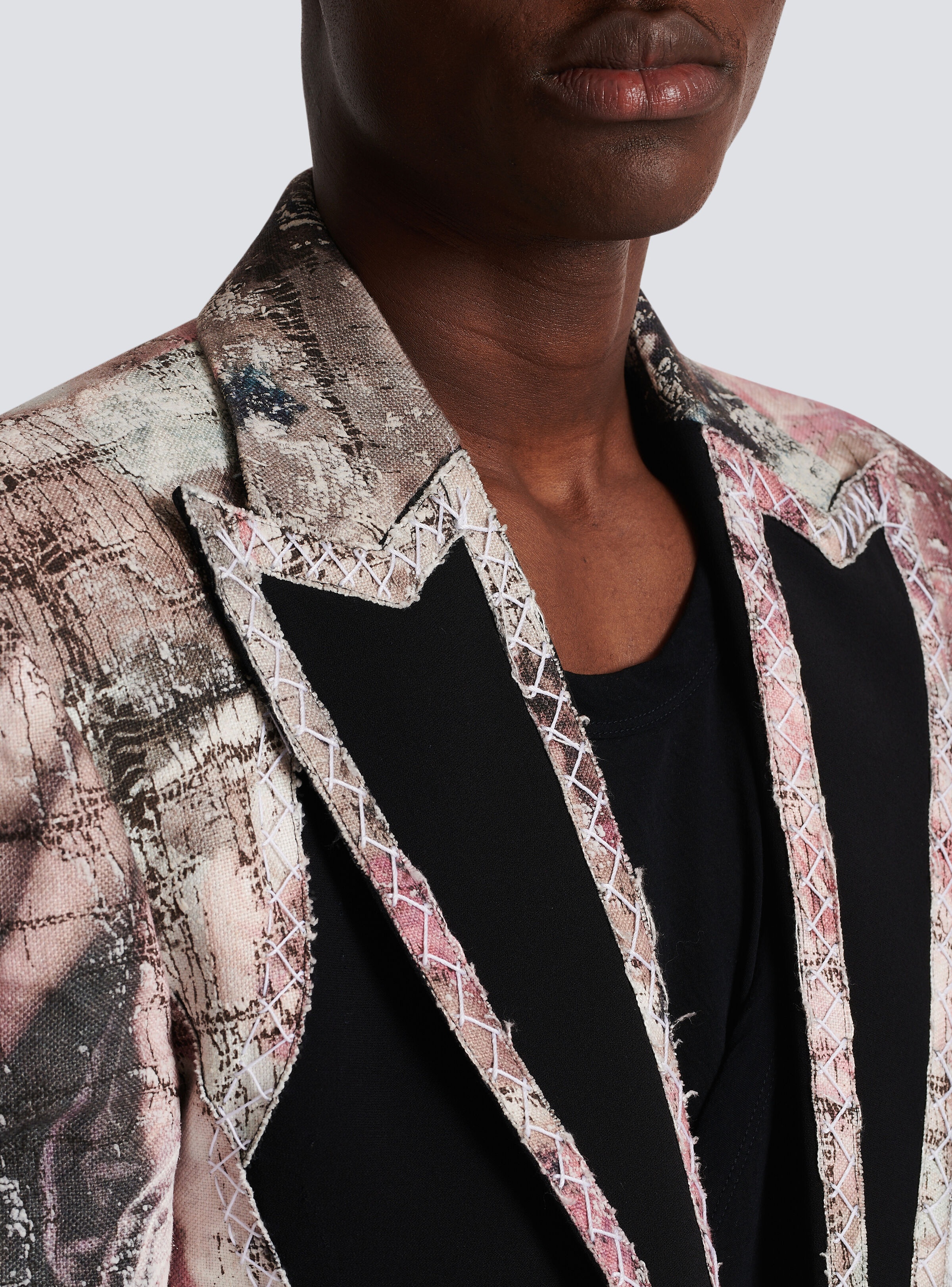 Pastel print cut-out jacket - 7