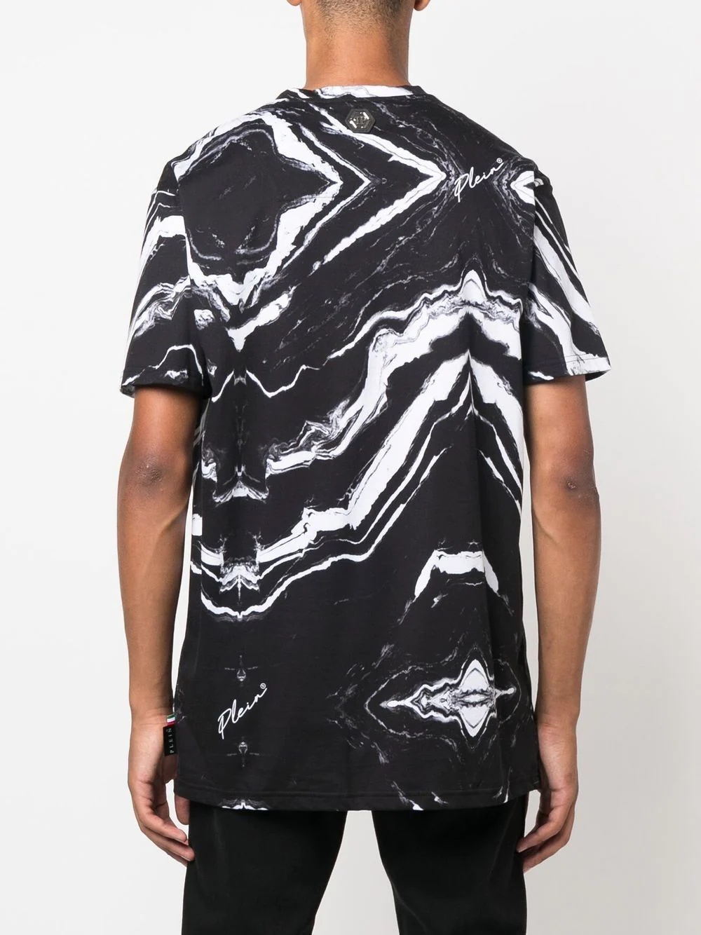 marbled-print logo T-shirt - 4