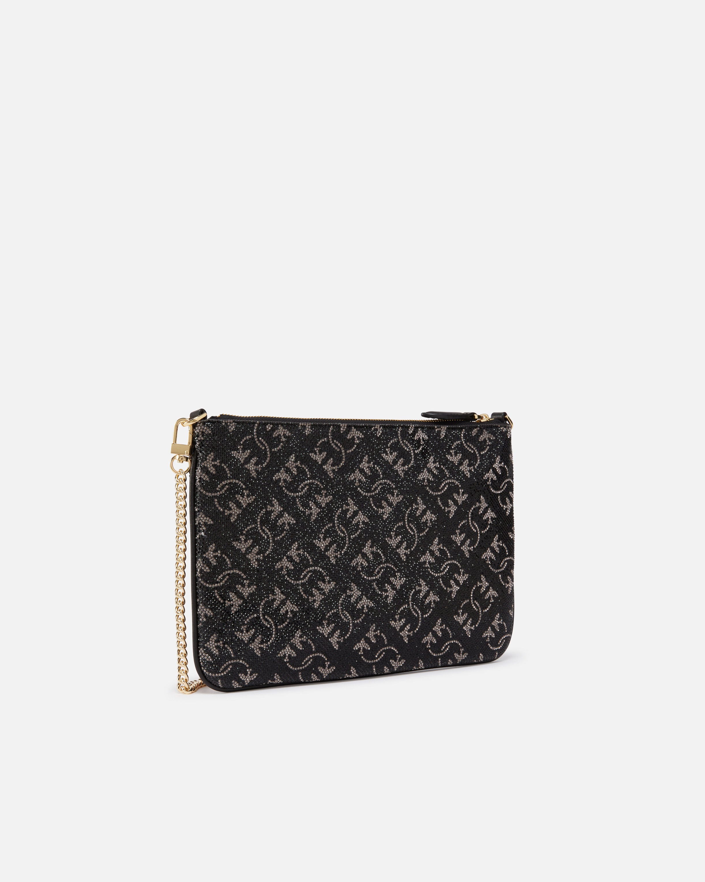 RHINESTONED MONOGRAM CLUTCH WITH SHOULDER STRAP - 2