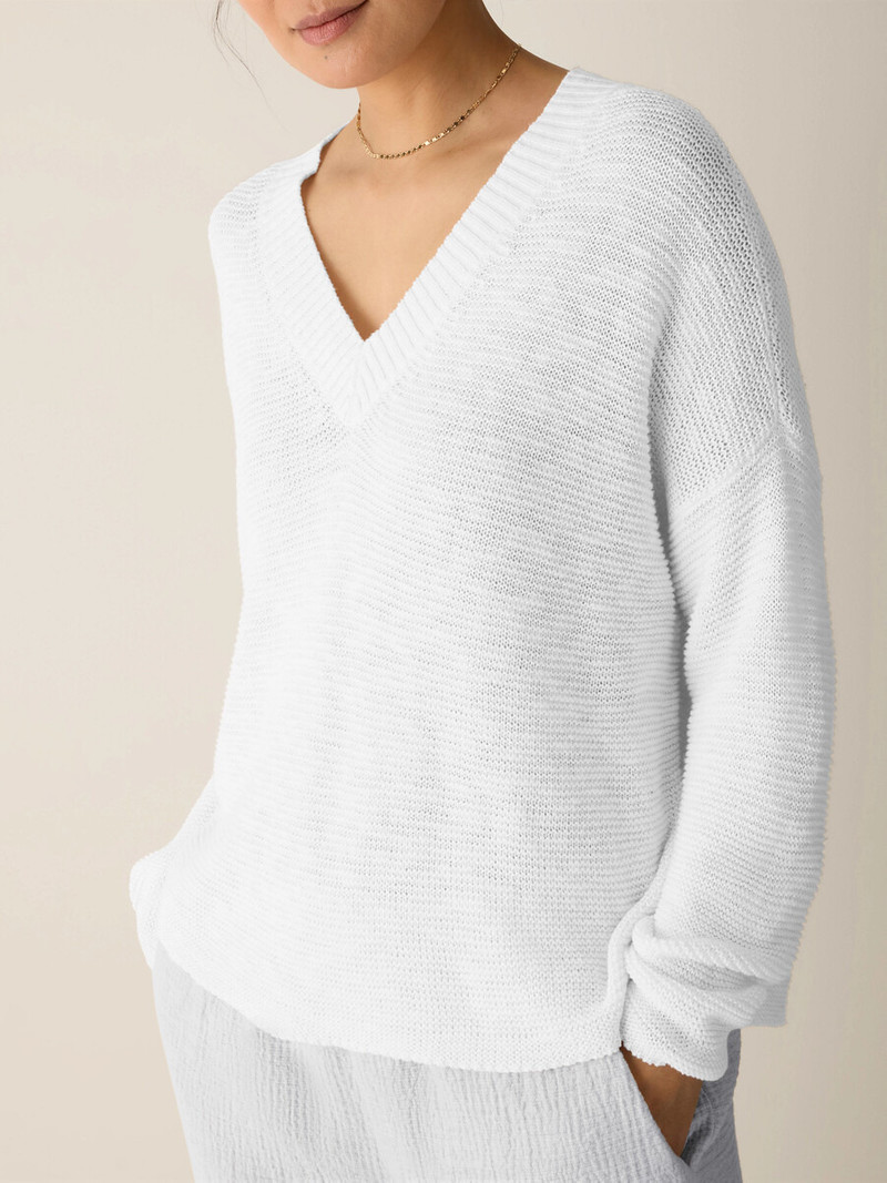 Organic Linen Cotton Slub V-Neck Top 5