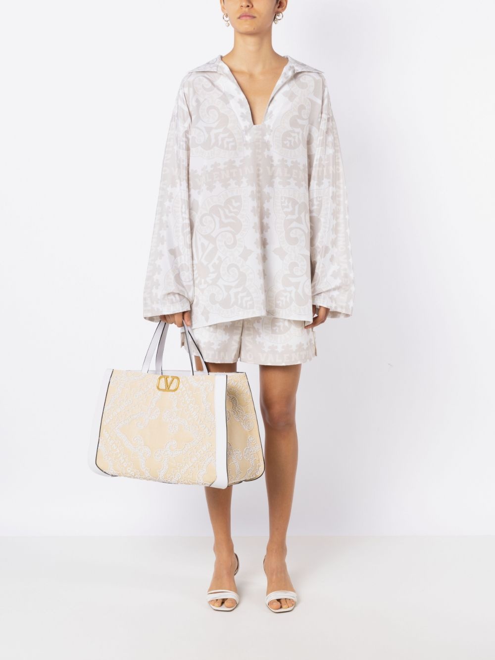 VLOGO embroidered raffia tote bag - 2