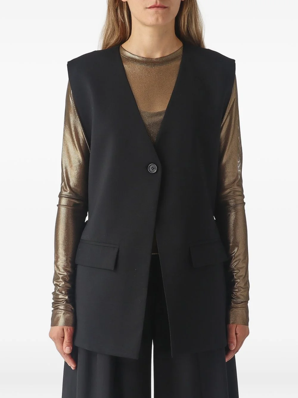 V-neck single-breasted vest - 1