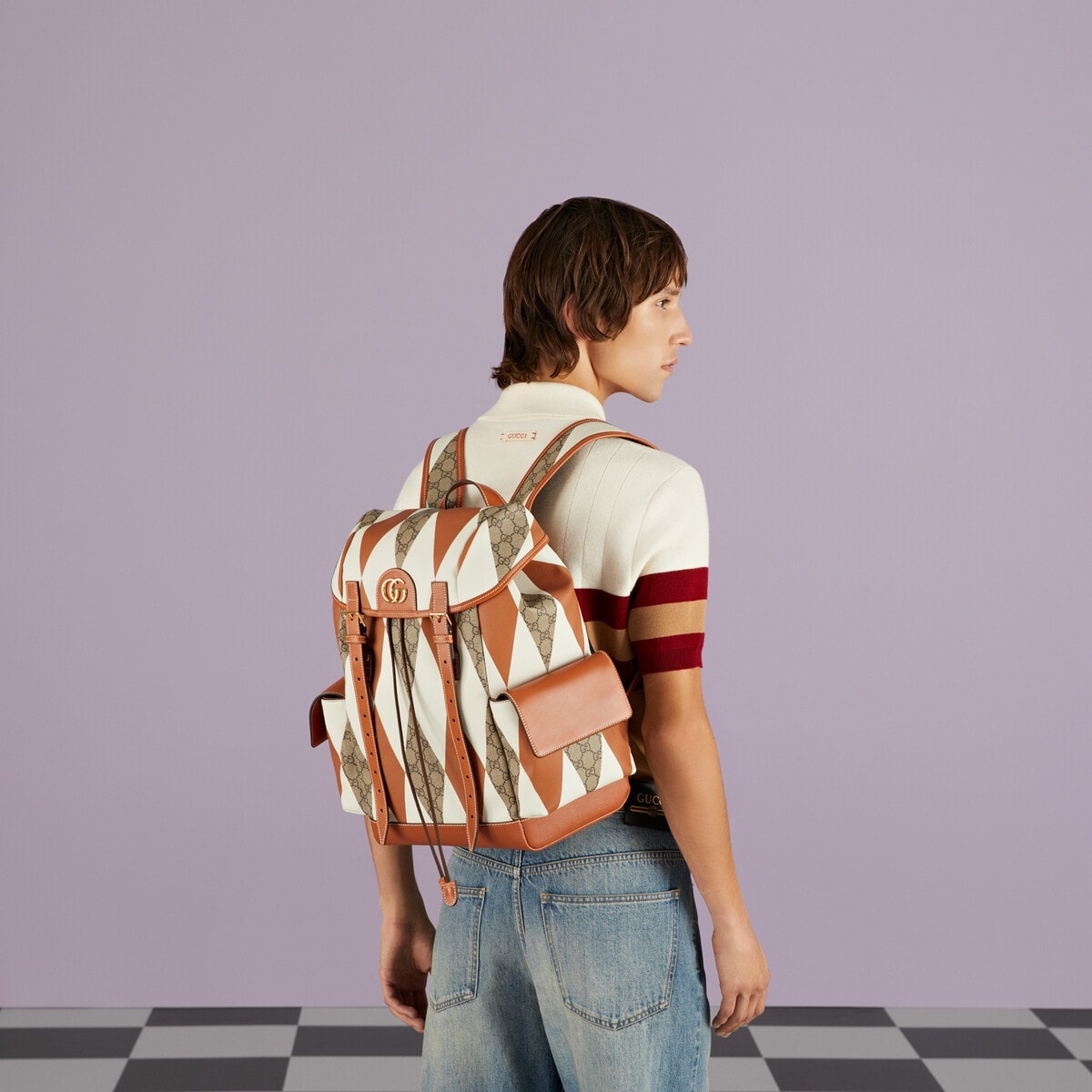 Ophidia GG rhombus print backpack - 3