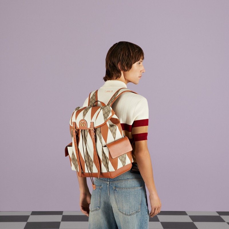 Ophidia GG rhombus print backpack 3