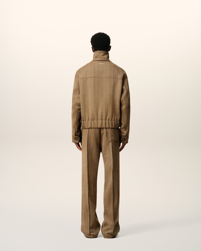 BROWN WOOL HERRINGBONE HARRINGTON JACKET 5