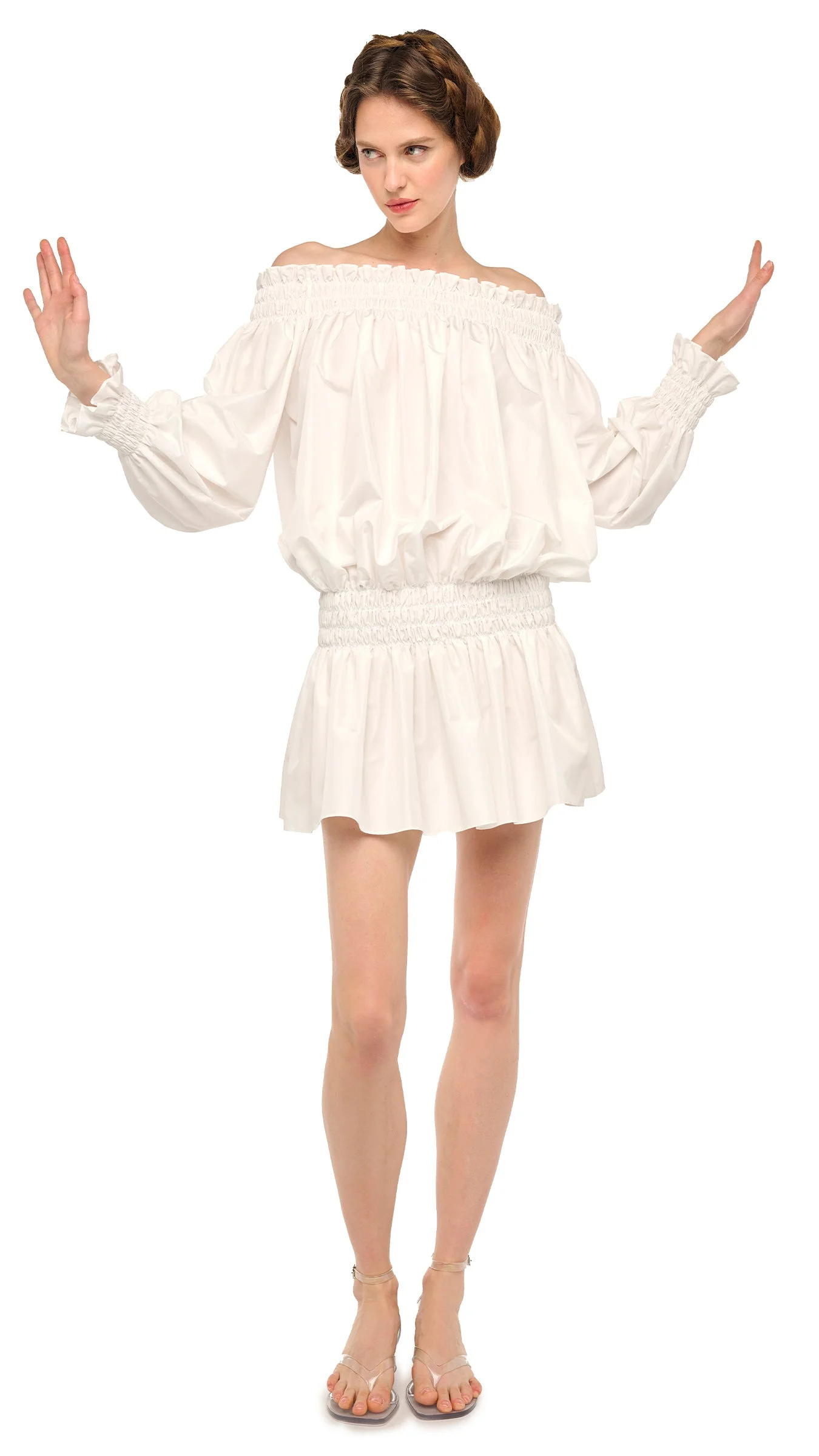 LONG SLEEVE PEASANT MINI DRESS - 1