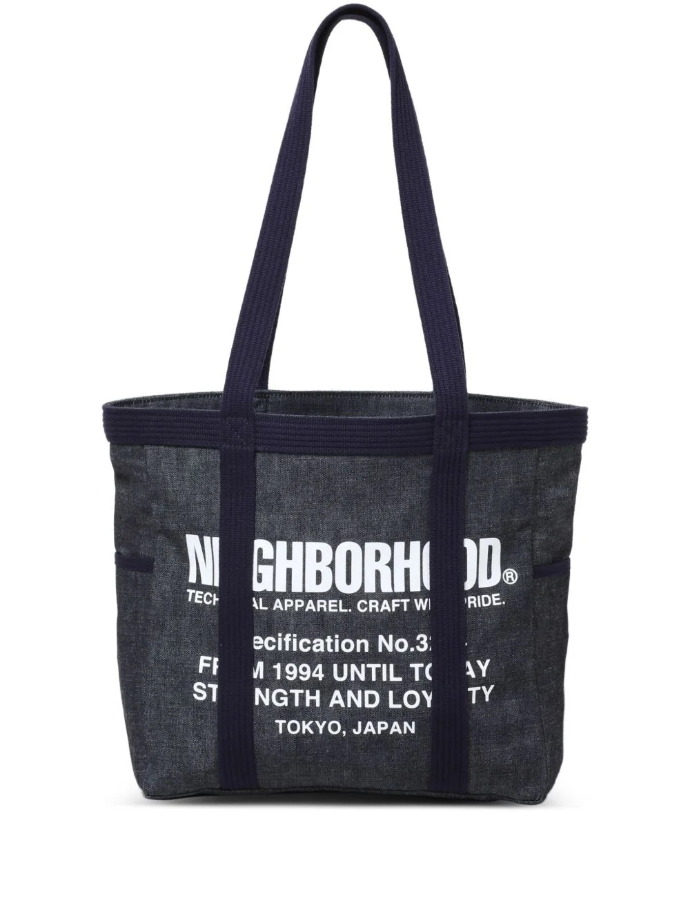 logo-print denim tote bag - 1