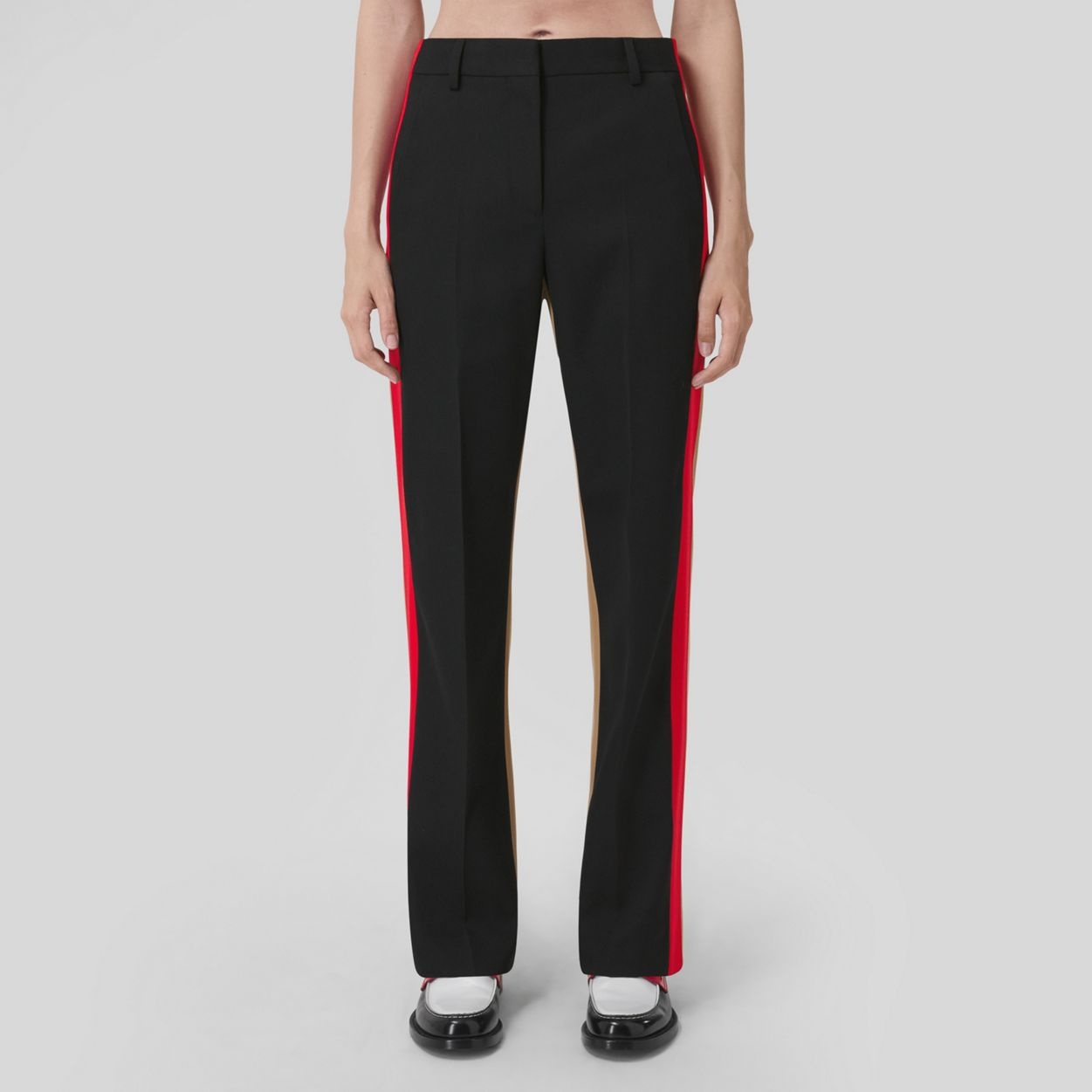 Colour Block Grain de Poudre Wool Tailored Trousers - 5