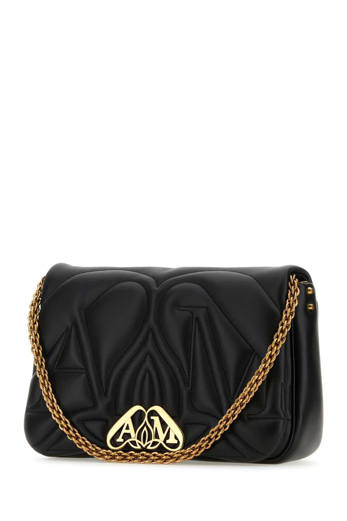 Alexander Mcqueen Women Black Leather Seal Shoulder Bag - 2