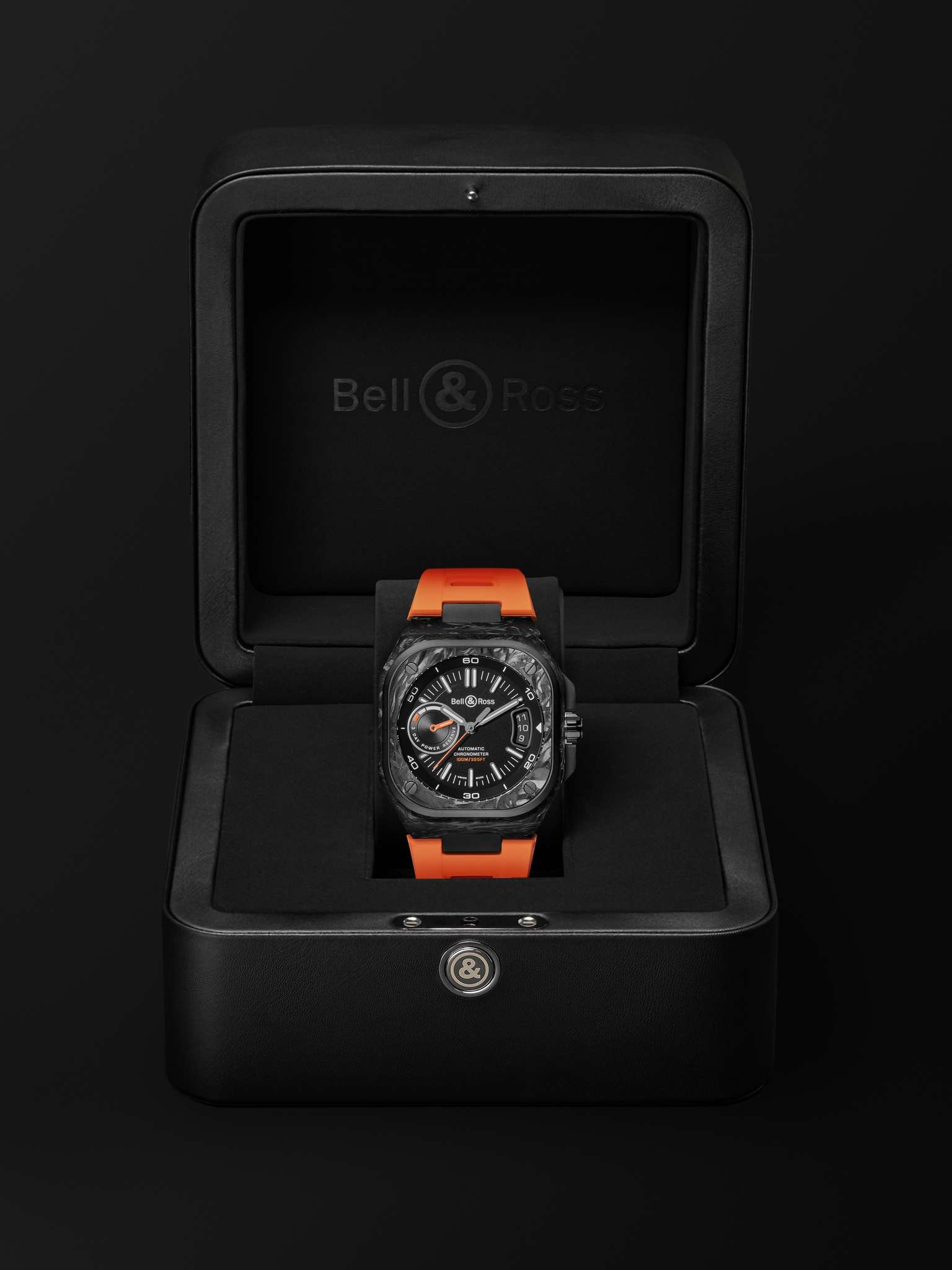 BR-X5 Carbon Orange Limited Edition Automatic Chronometer 41mm DLC-Coated Titanium and Rubber Watch, - 8