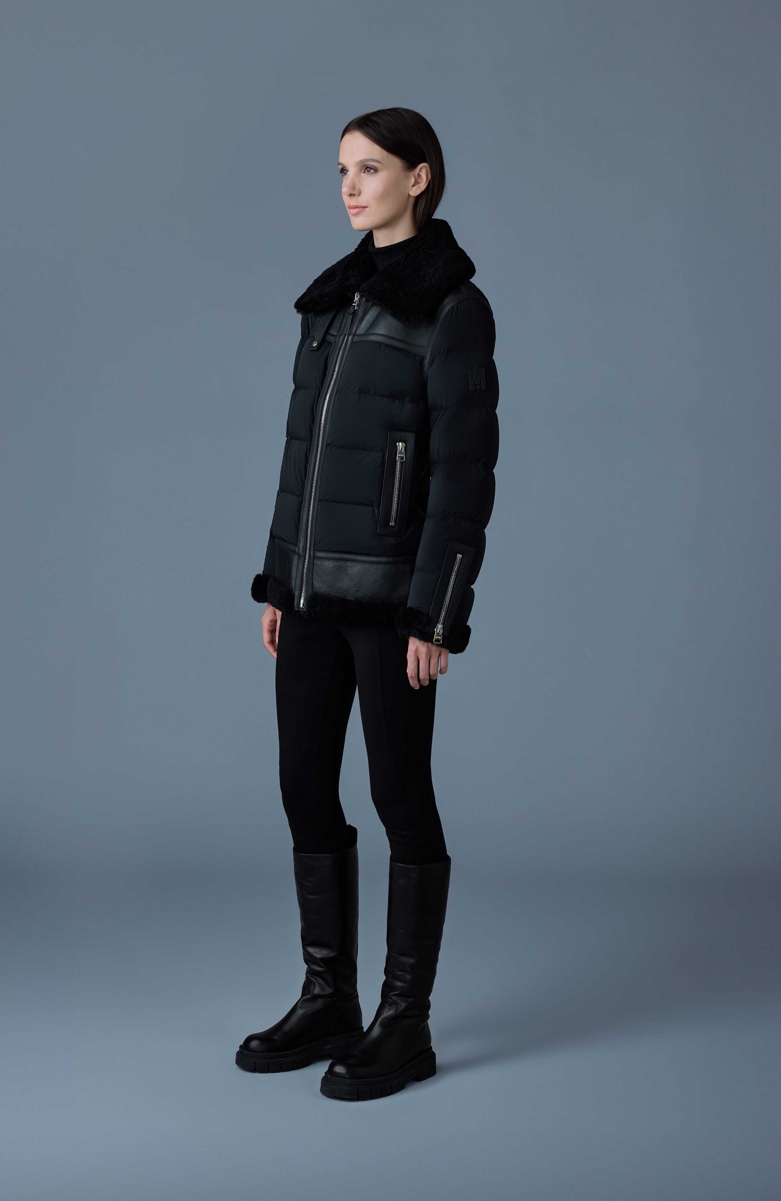 VANNA Mixed-media shearling down jacket - 3