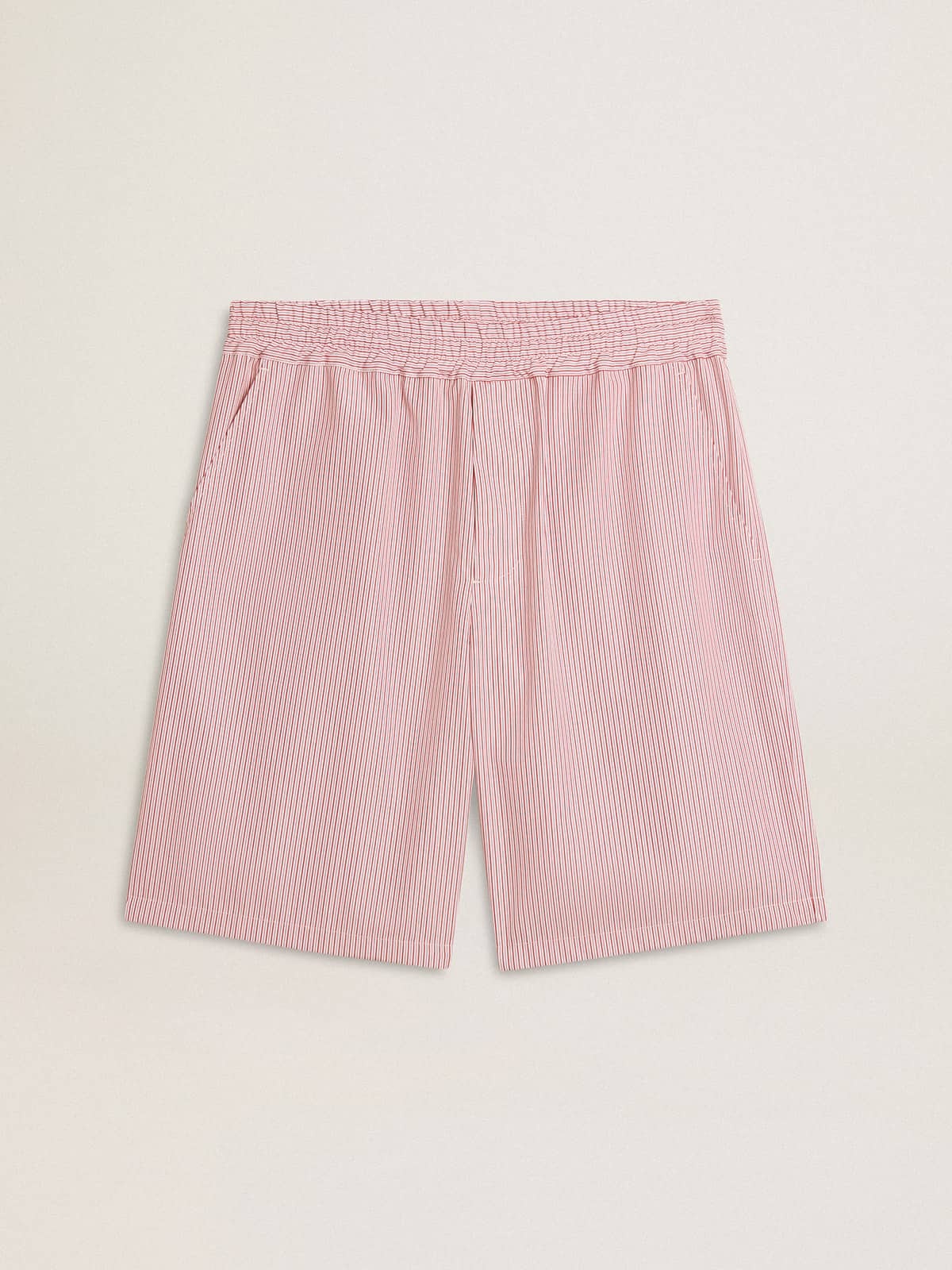 Bermuda shorts in striped cotton poplin - 1