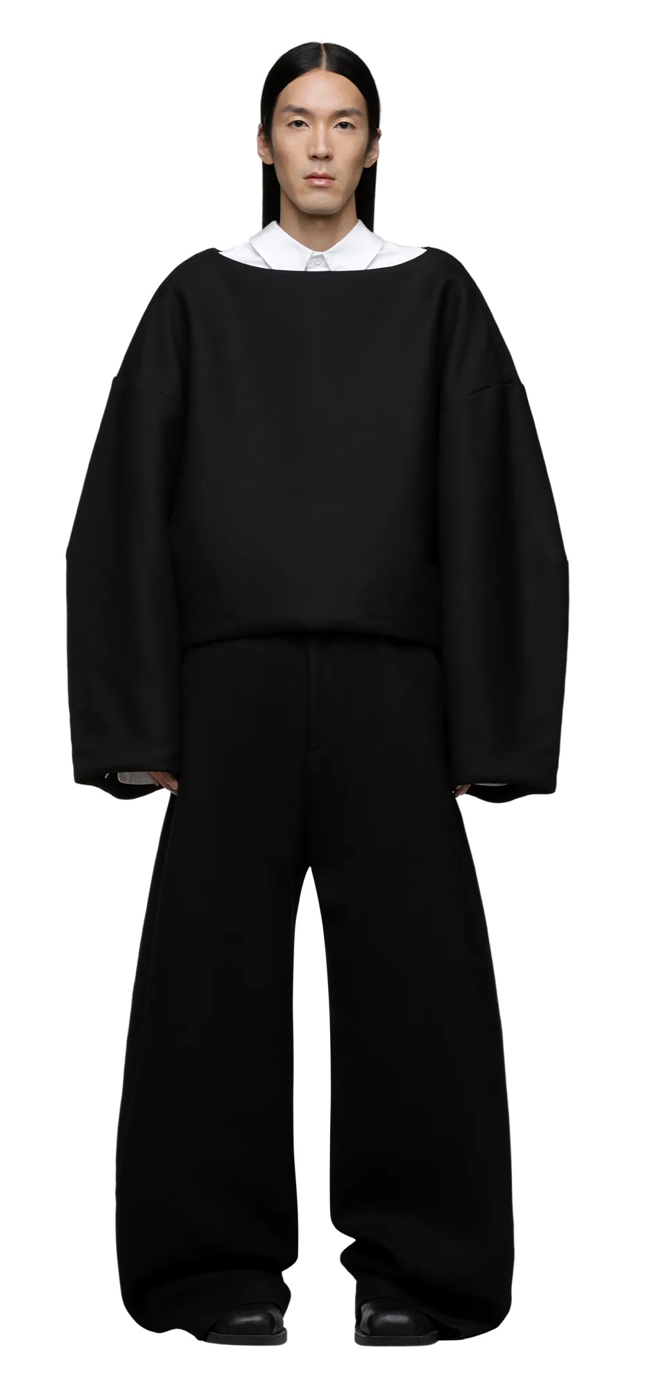 BOAT NECK JUMPER BLACK WOOL - 4