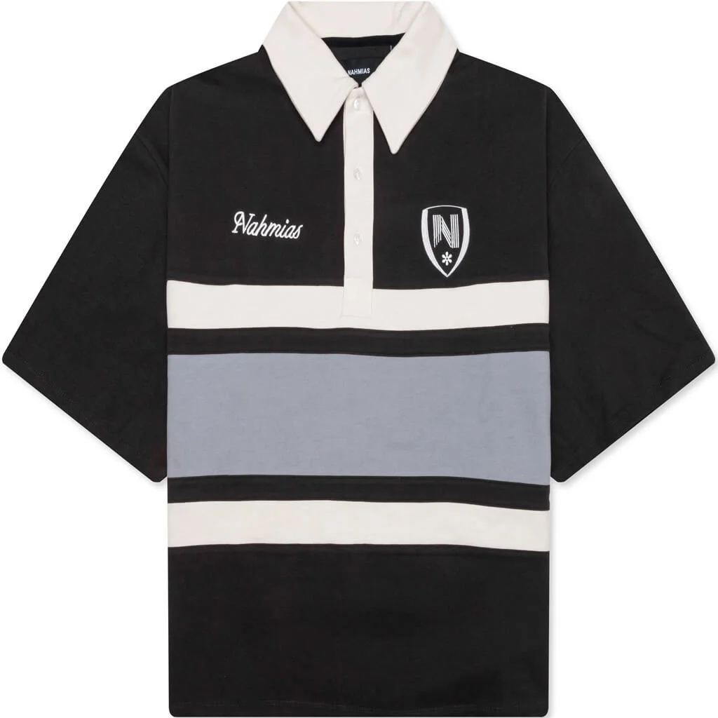 COLLEGIATE S/S POLO SHIRT - OFF BLACK - 1