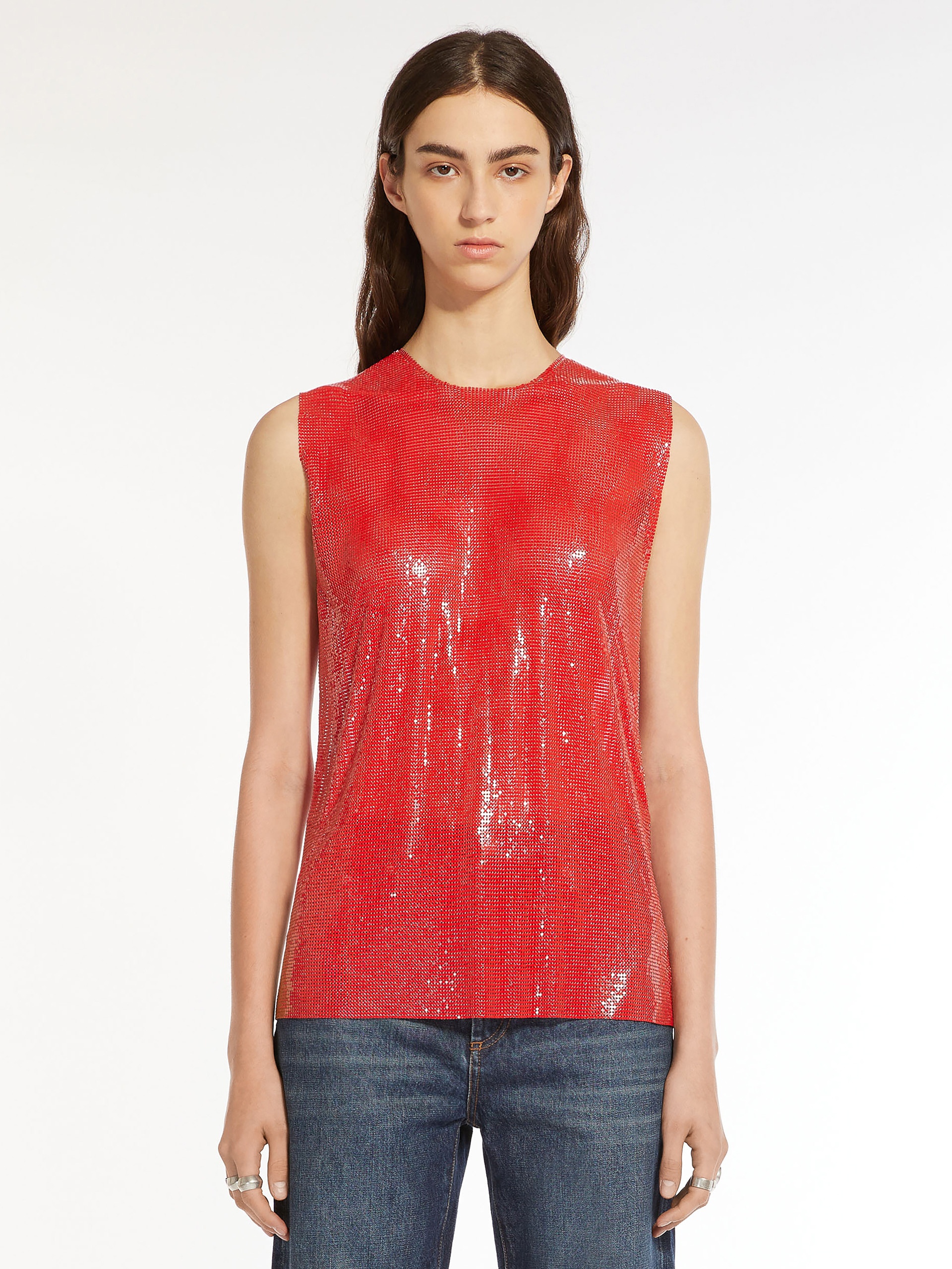 SIMEONE Sleeveless top in metallic mesh - 3
