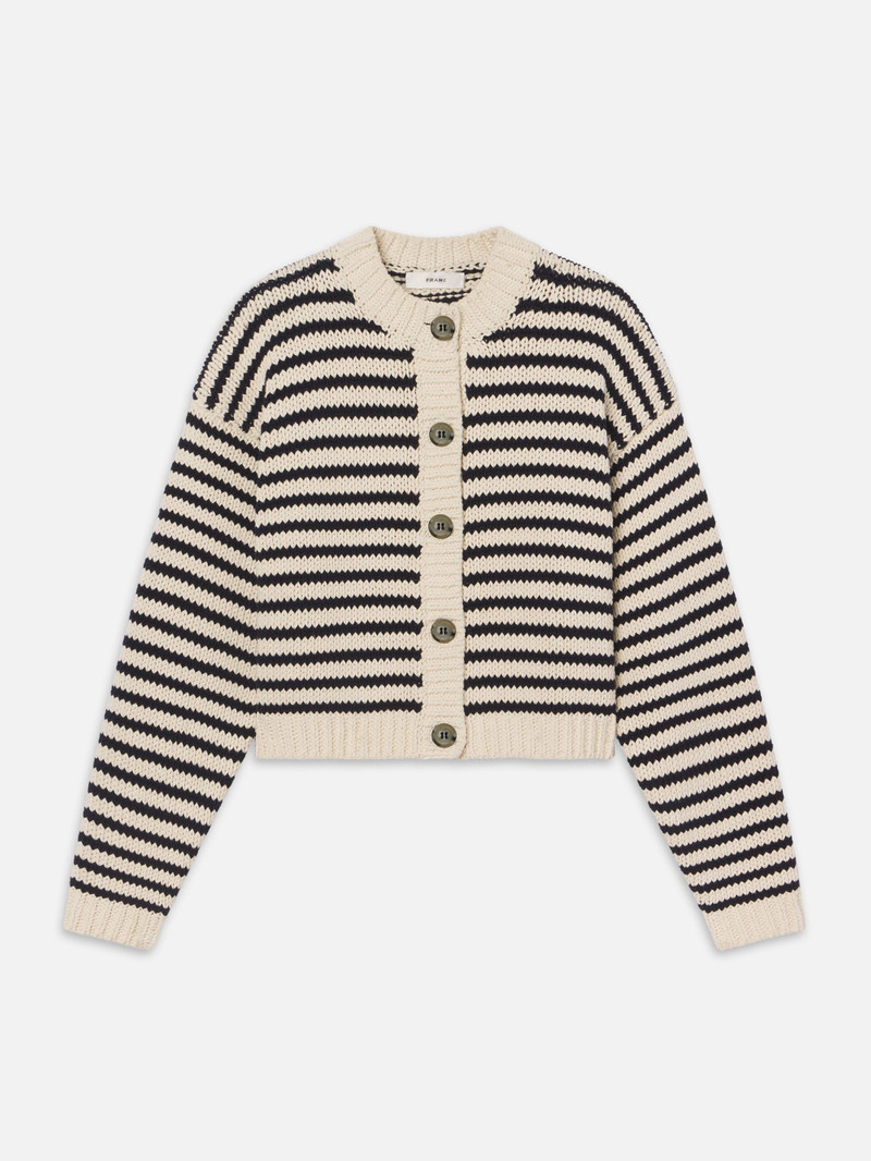 The Striped Chunky Femme Cardi in Cream Multi 1