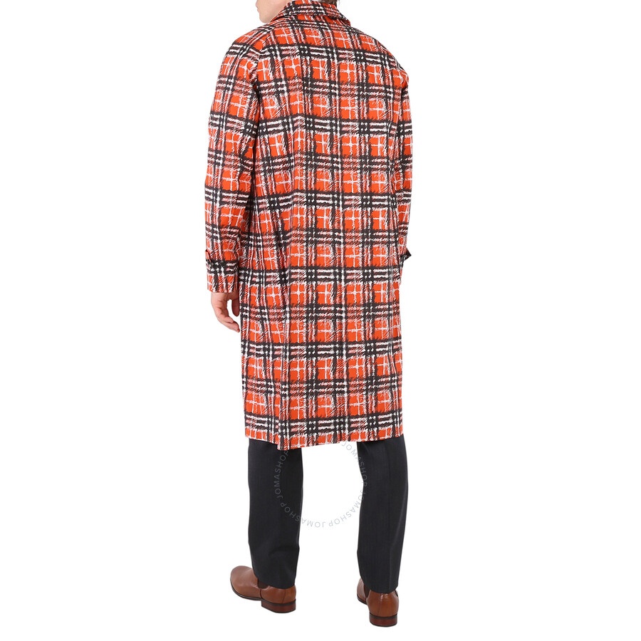 Burberry Scribble Check Cotton Car Coat In Bright Military Red - 6