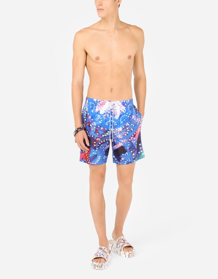 Mid-length swim trunks with illumination print - 3