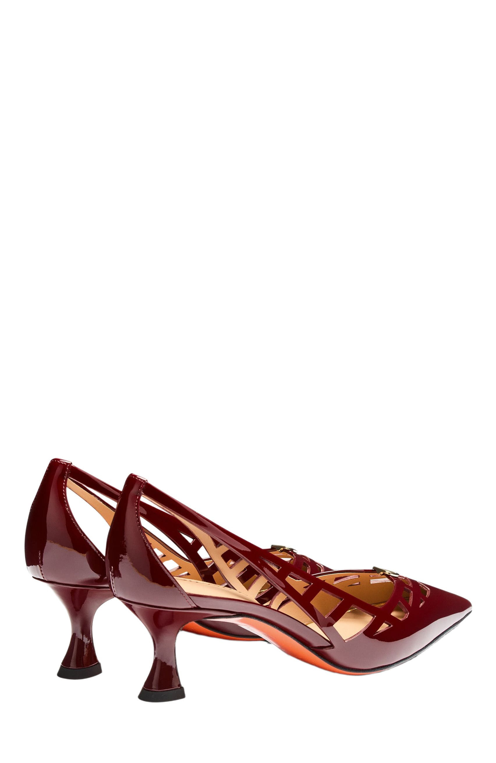 Santoni Women's  patent leather mid-heel pump in Red at Nordstrom - 4