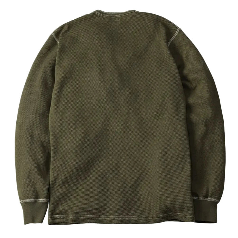 THE FLAT HEAD FN-THLH-004 Henley Neck Thermal Olive outlook