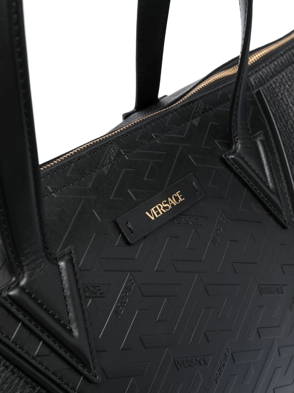 logo-embossed leather tote bag - 4