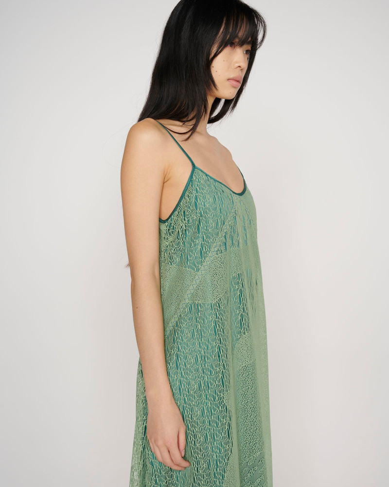 Engineered Cloud Mesh Slip Dress - Green 5