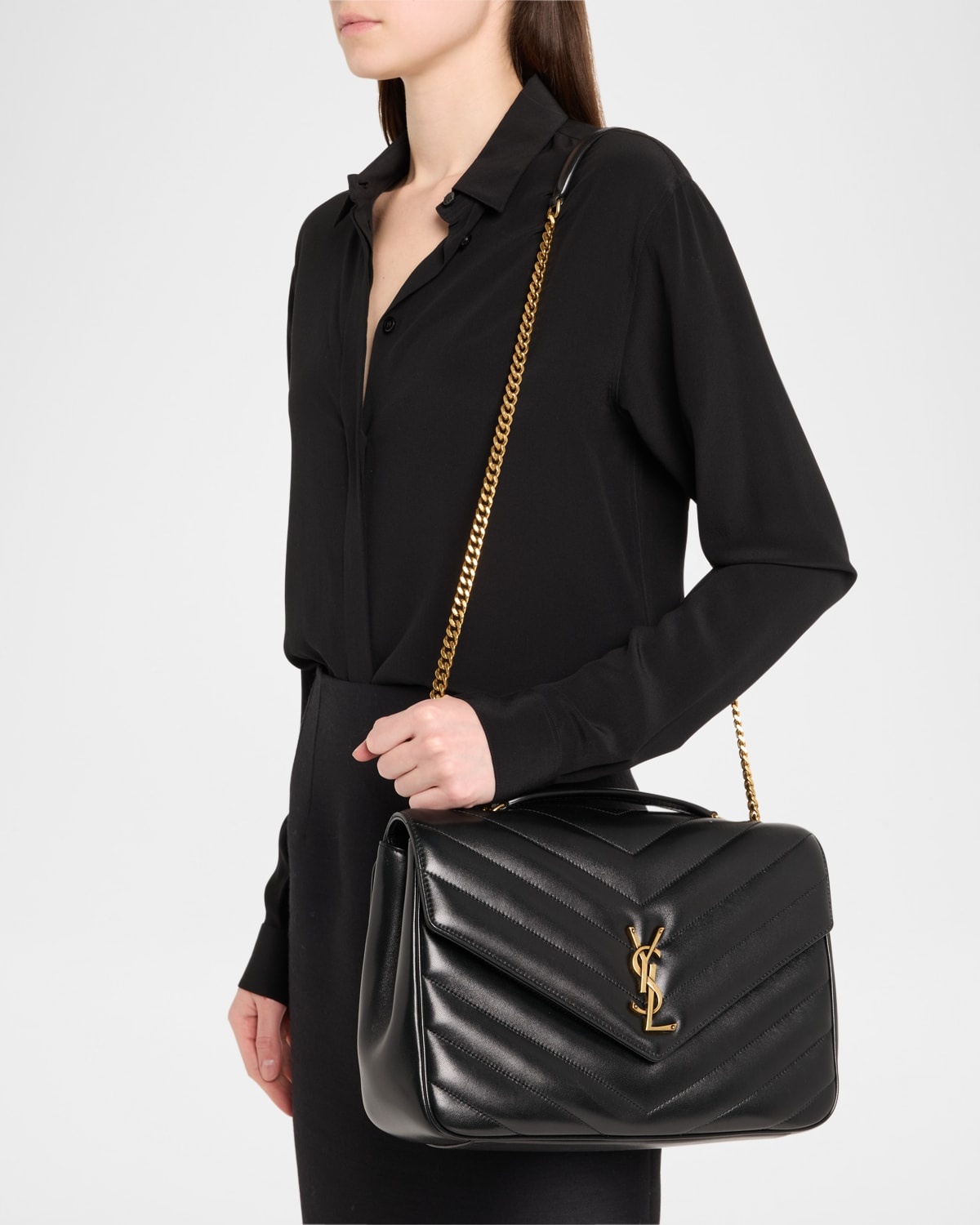 Loulou Large YSL Chain Shoulder Bag in Quilted Leather - 3