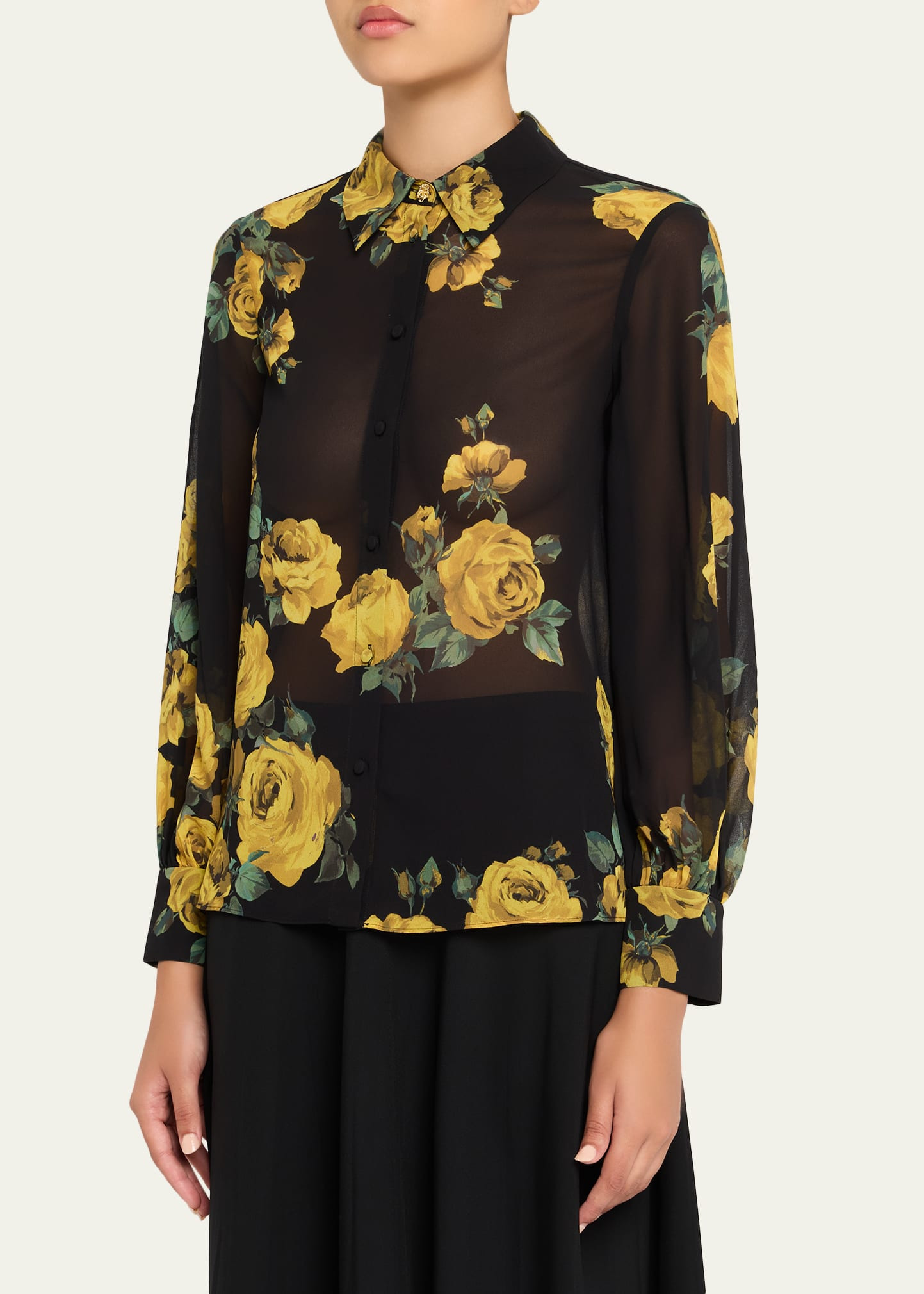 Candace Rosehips Blouson-Sleeve Buttoned Shirt - 4