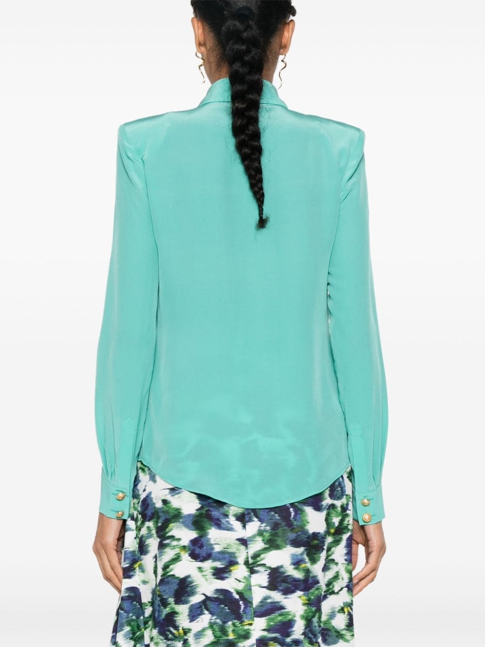 golden-buttons crepe shirt - 4