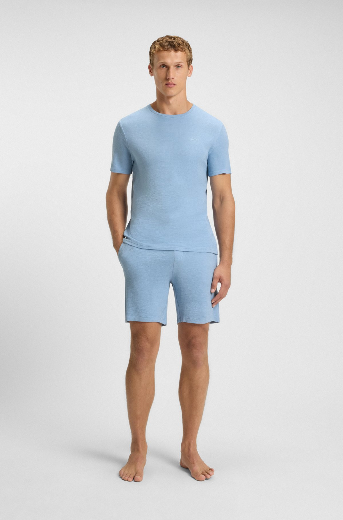 STRETCH-JERSEY PAJAMA T-SHIRT WITH EMBROIDERED LOGO - 3