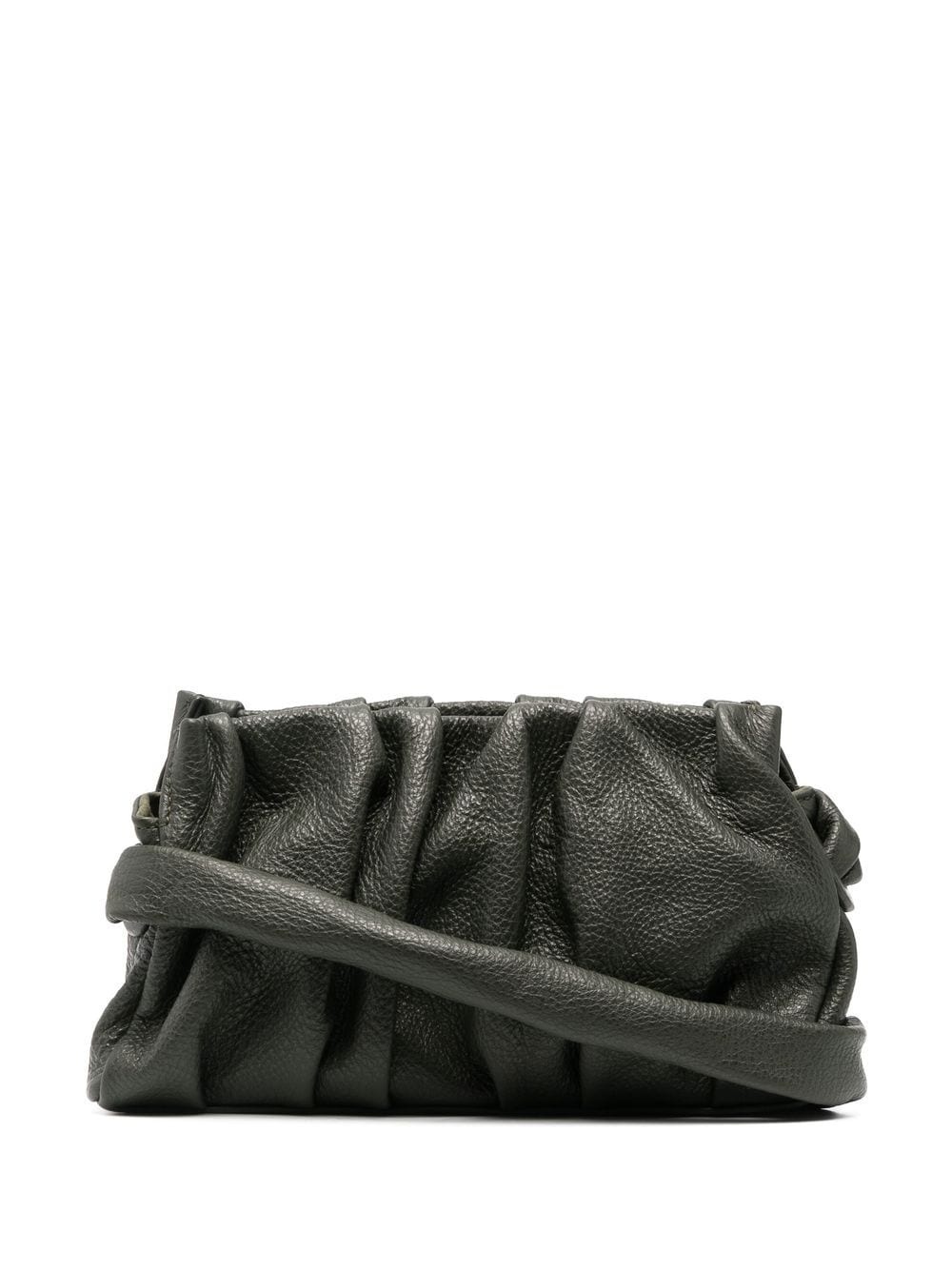 gathered-detail leather shoulder bag - 1