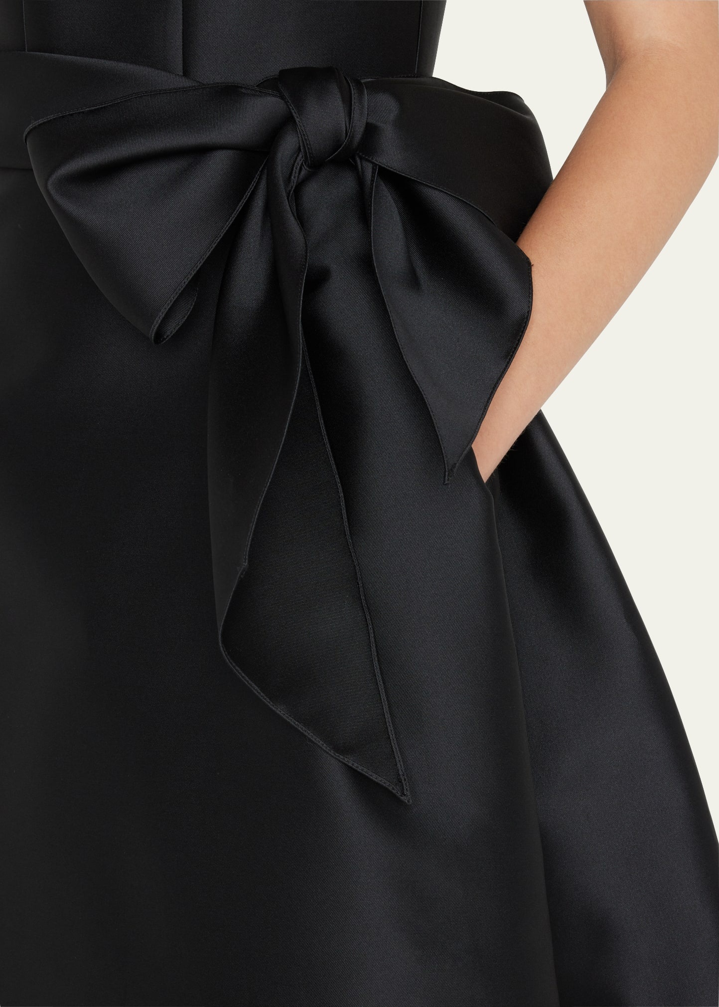 Satin V-Neck Gown - 4