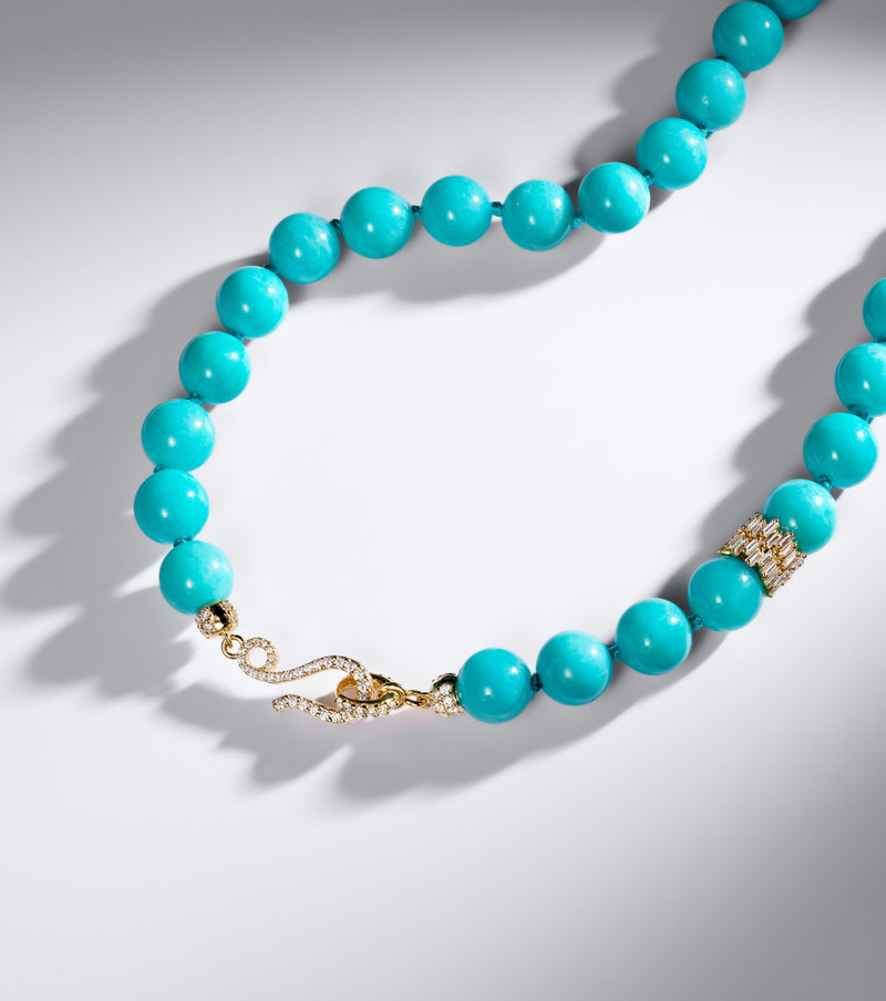 18kt gold necklace with amazonites and diamonds 5