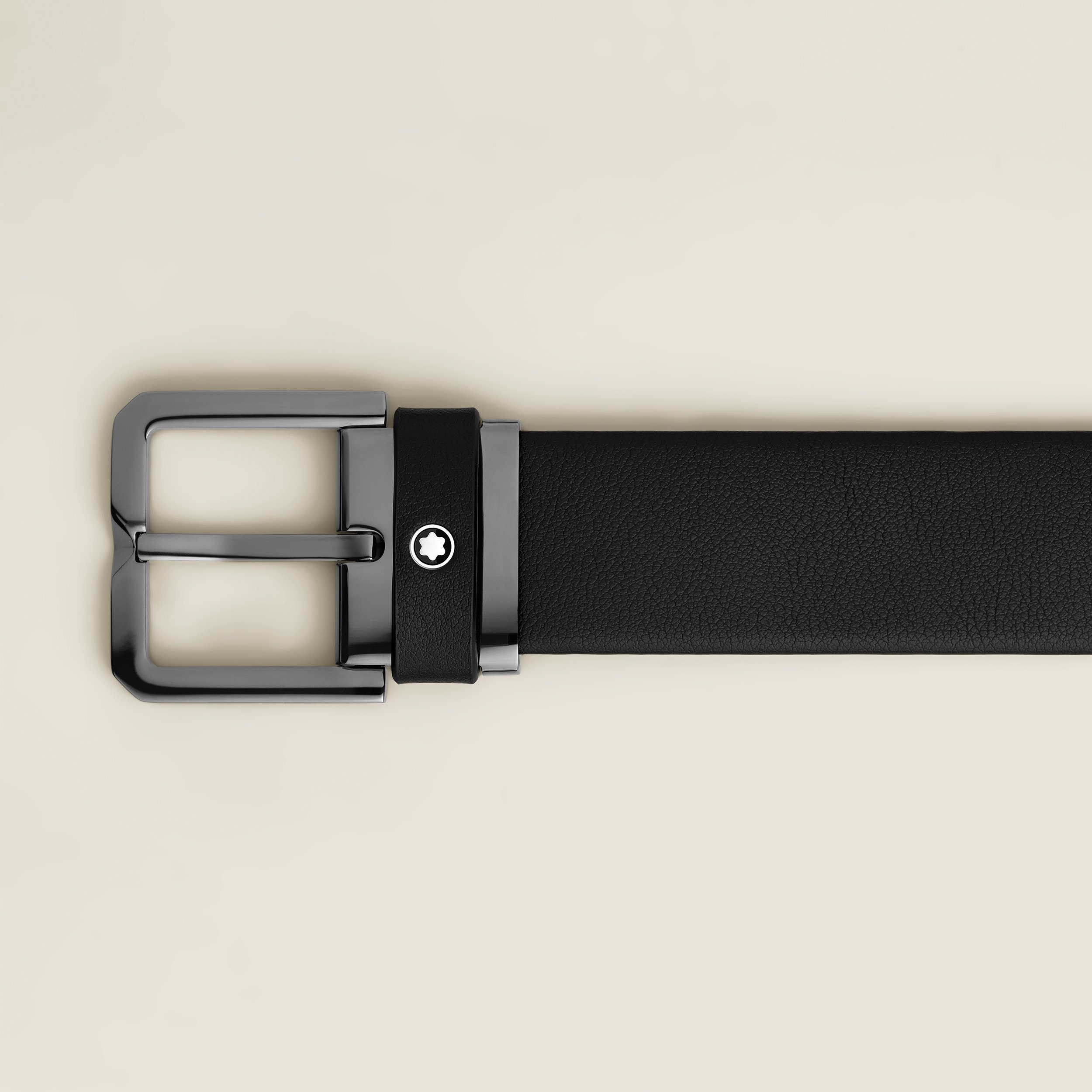 Black 35 mm leather belt - 3
