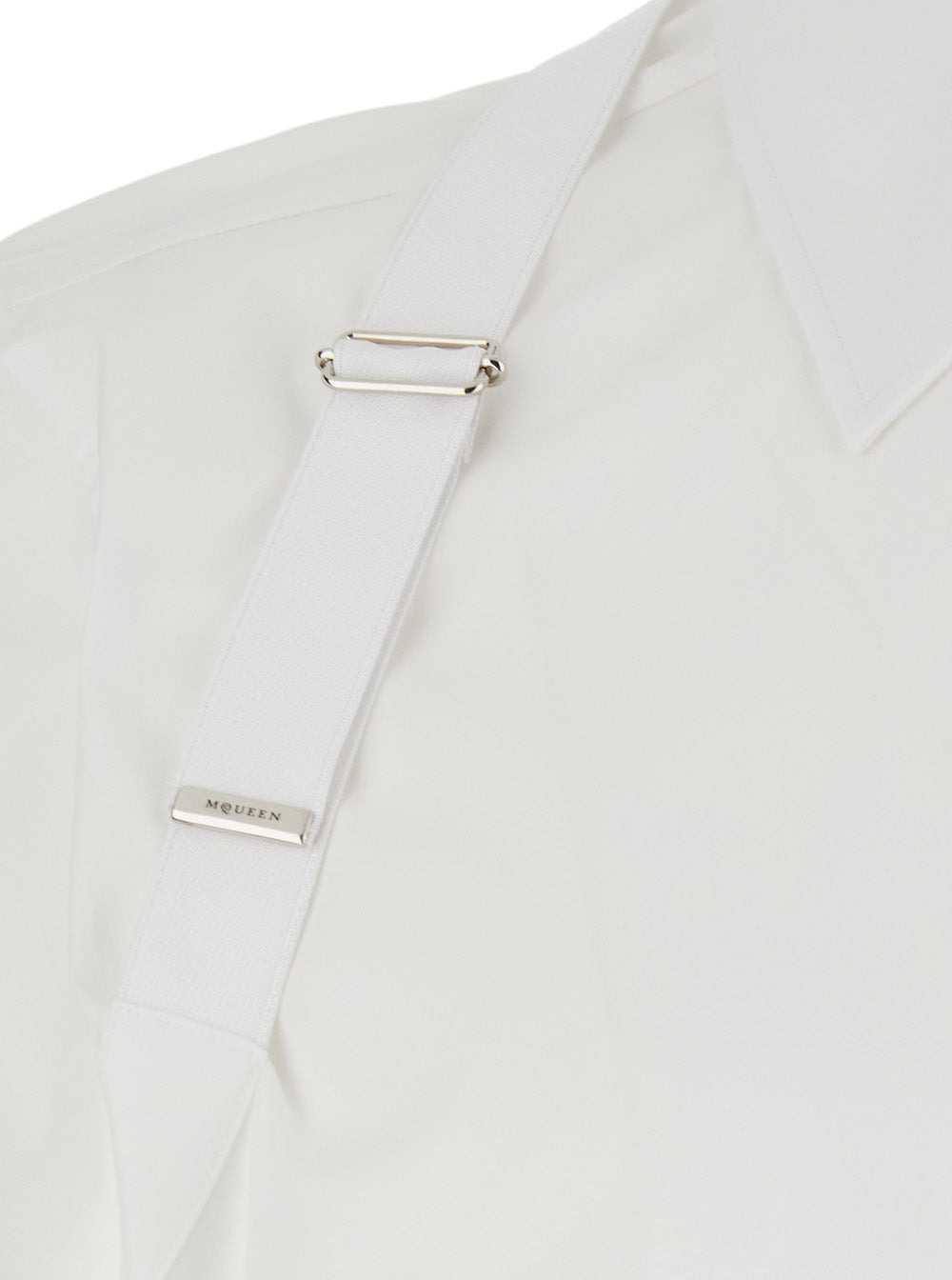 Alexander Mcqueen Men 'Harness' White Shirt With Clasic Collar And Strap Detail On The Sleeve In Cot - 3