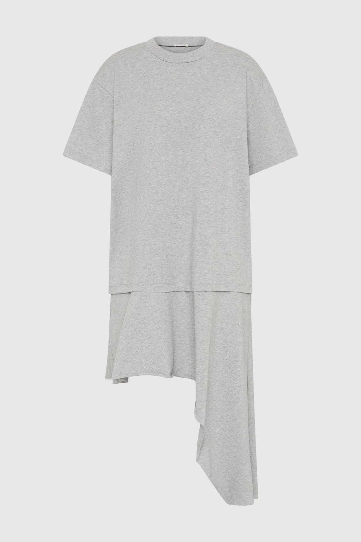 Layered Tee Mini Dress - Light Grey Marle - 1