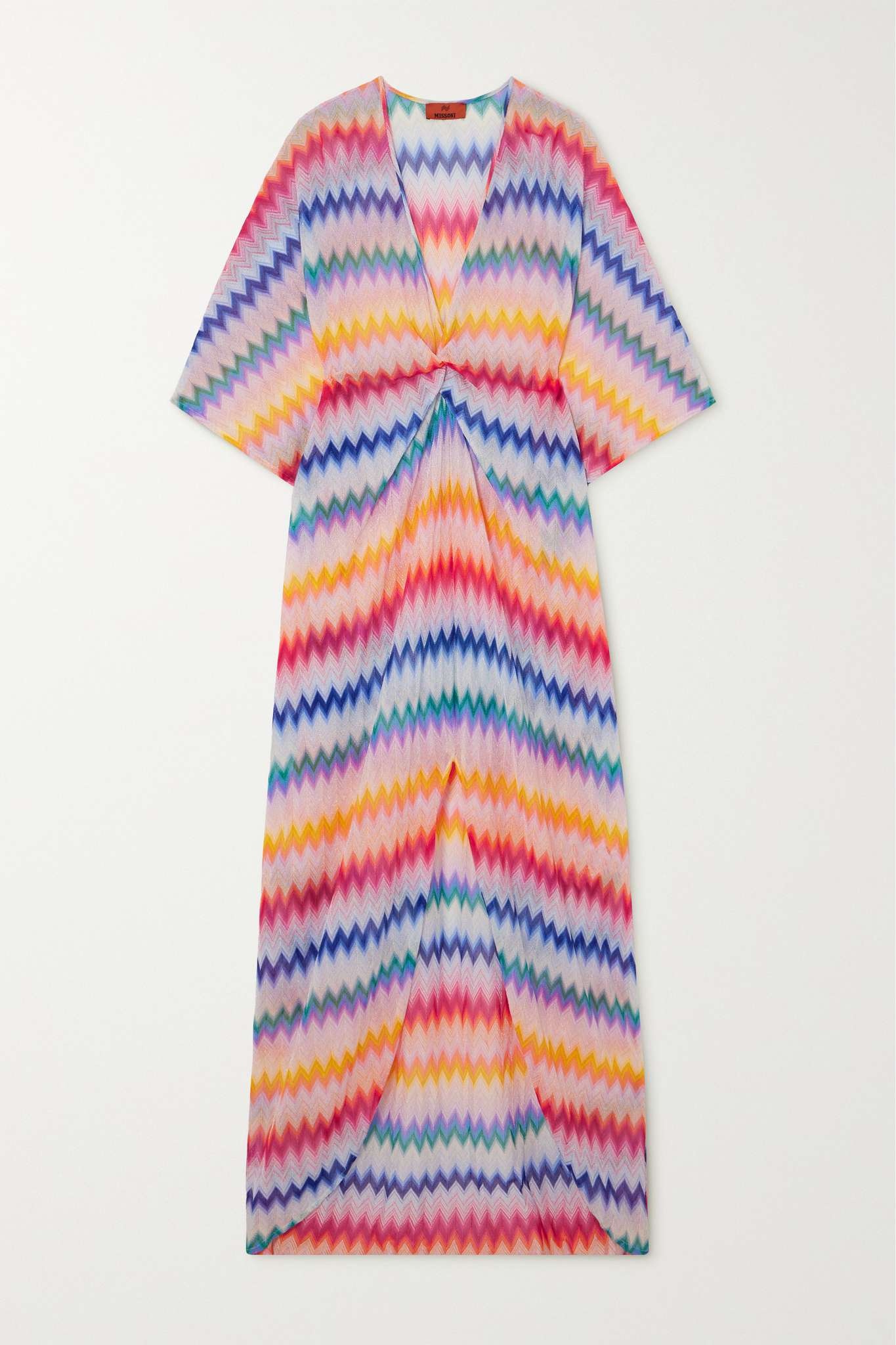 Mare twist-front metallic crochet-knit kaftan - 1