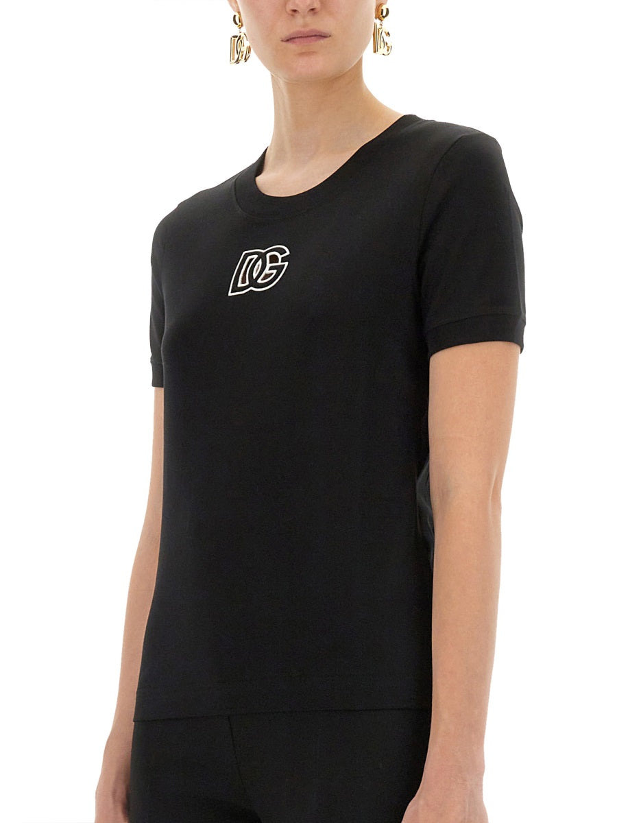 Jersey T-Shirt With Dg Logo Embroidery - 4