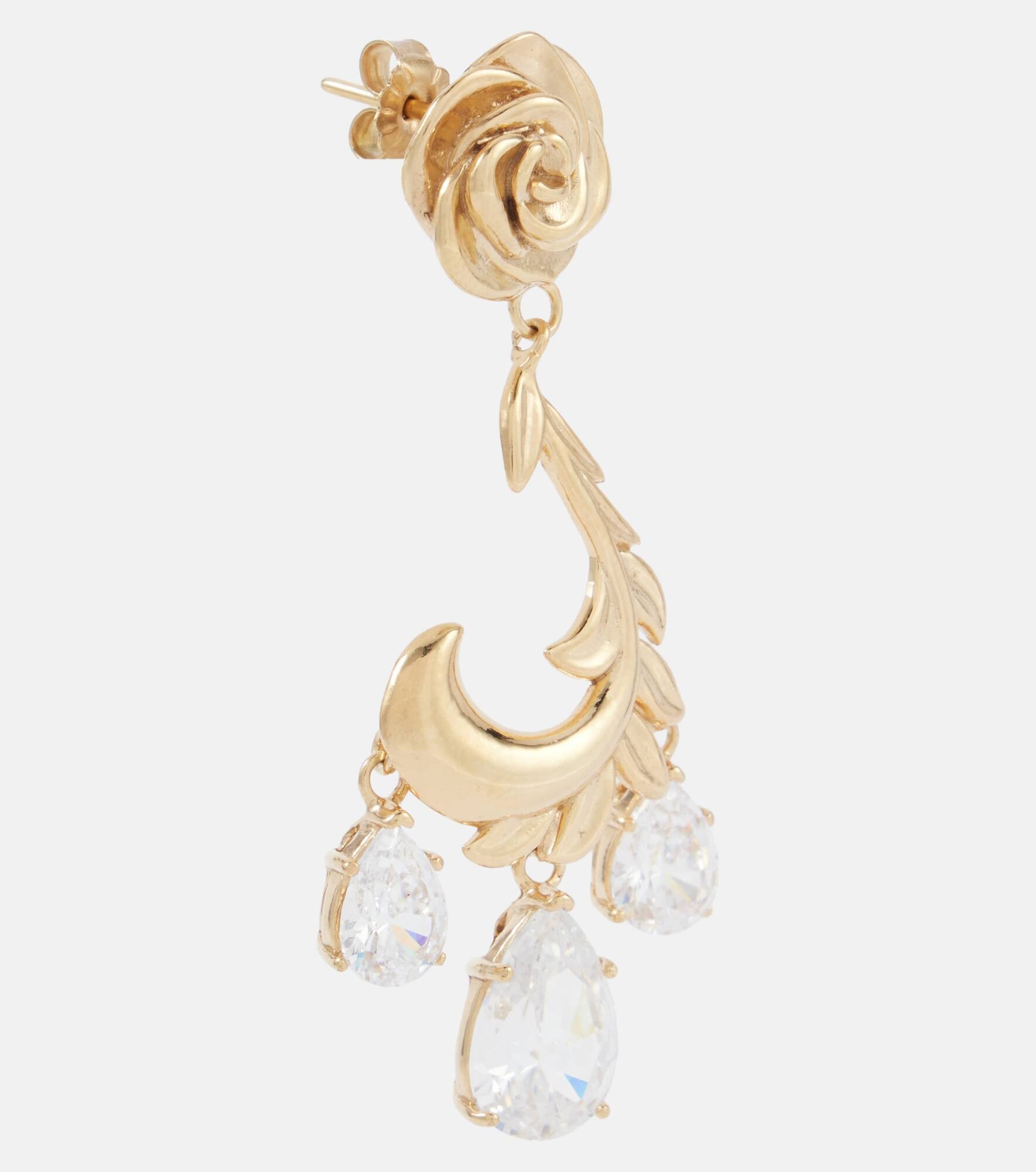 Crystal-embellished gold-plated drop earrings - 2