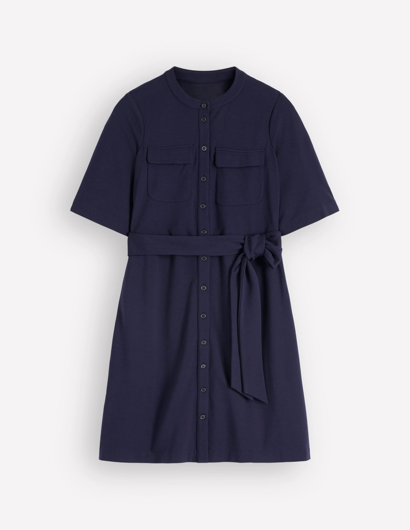Front Pocket Ponte Dress-Navy 1
