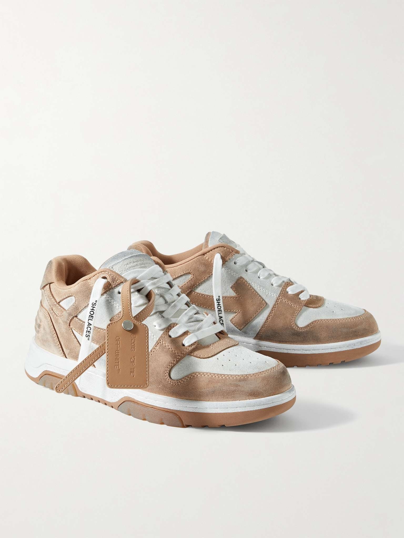 Out of Office Distressed Leather-Trimmed Suede Sneakers - 4