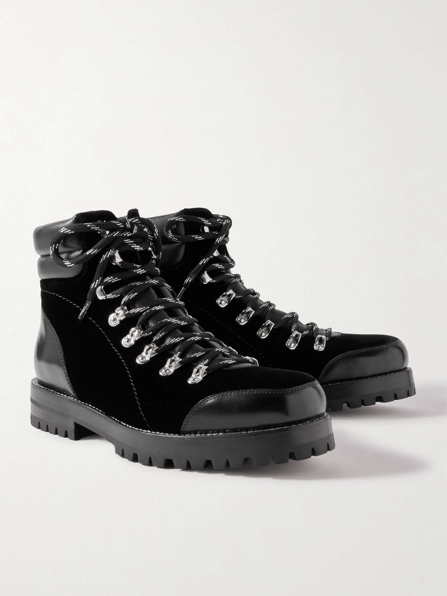 Janka Leather-Trimmed Velvet Hiking Boots - 4