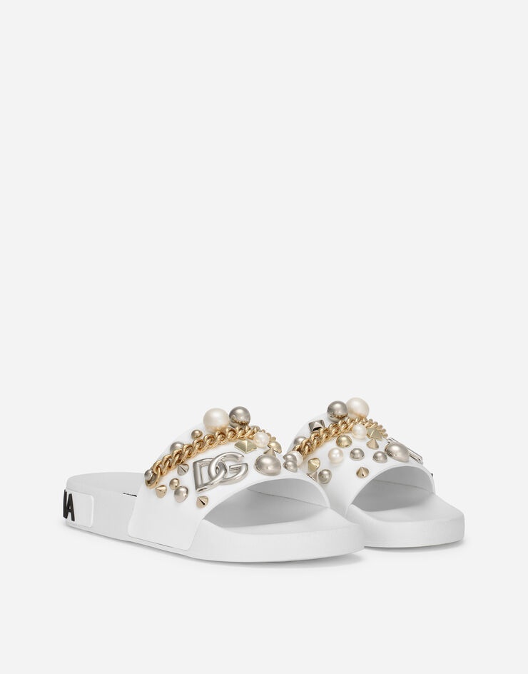 Rubber beachwear sliders with embroidery - 2