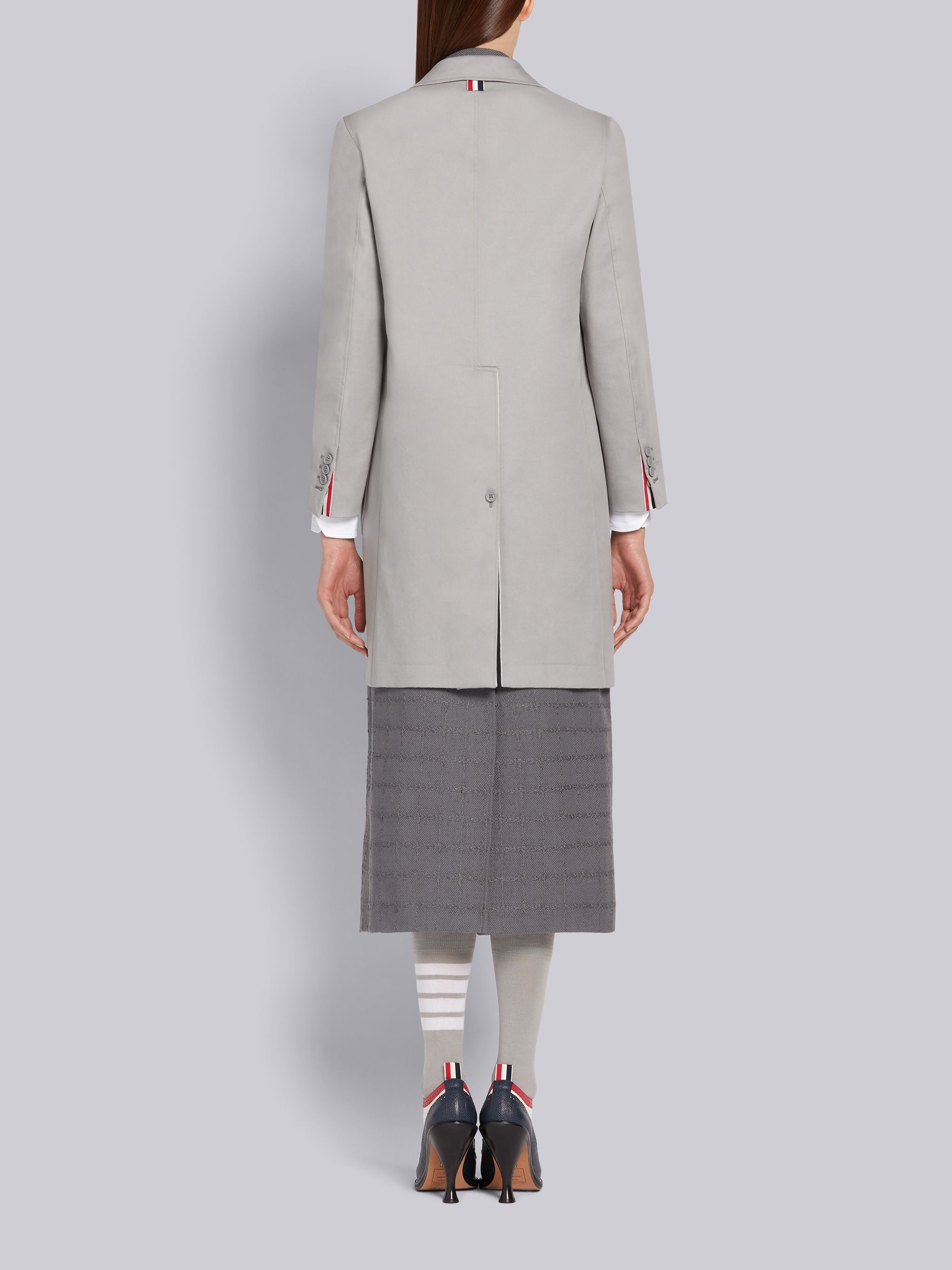 Medium Grey Cotton Twill Sack Overcoat - 3