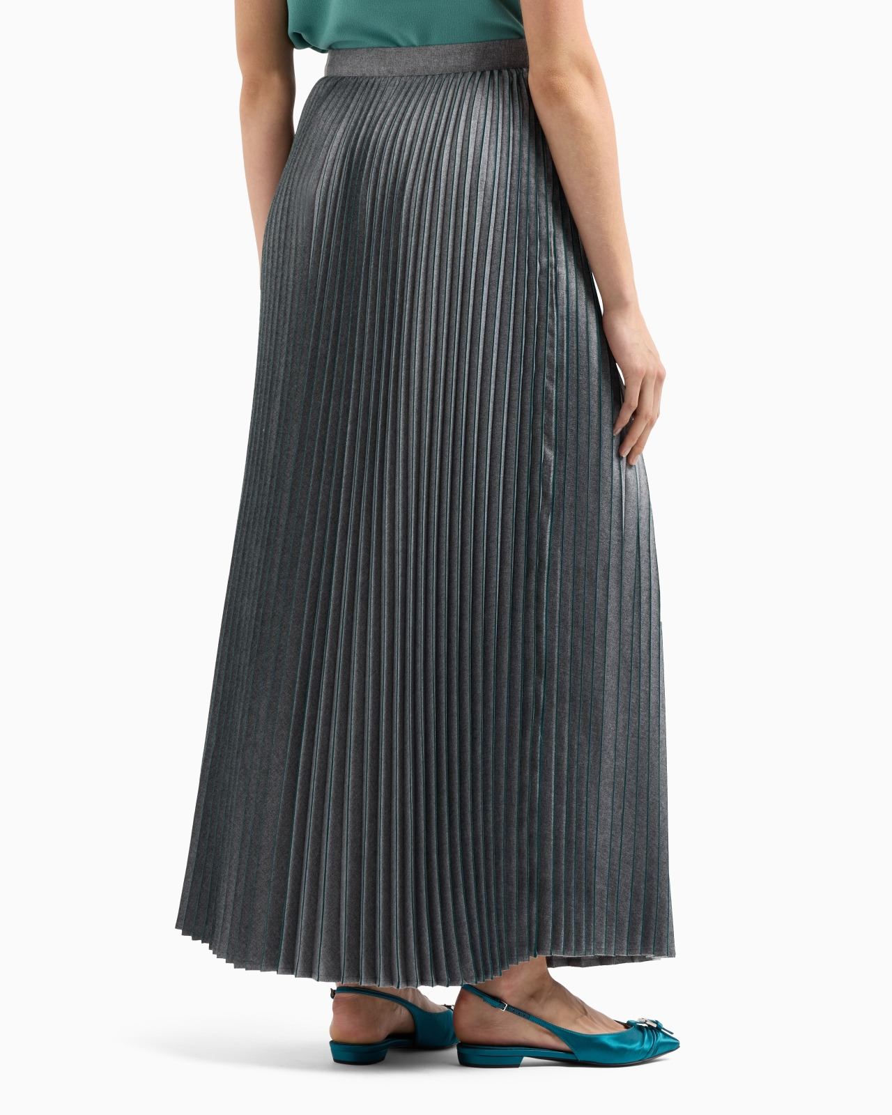 Pleated flannel long skirt - 3
