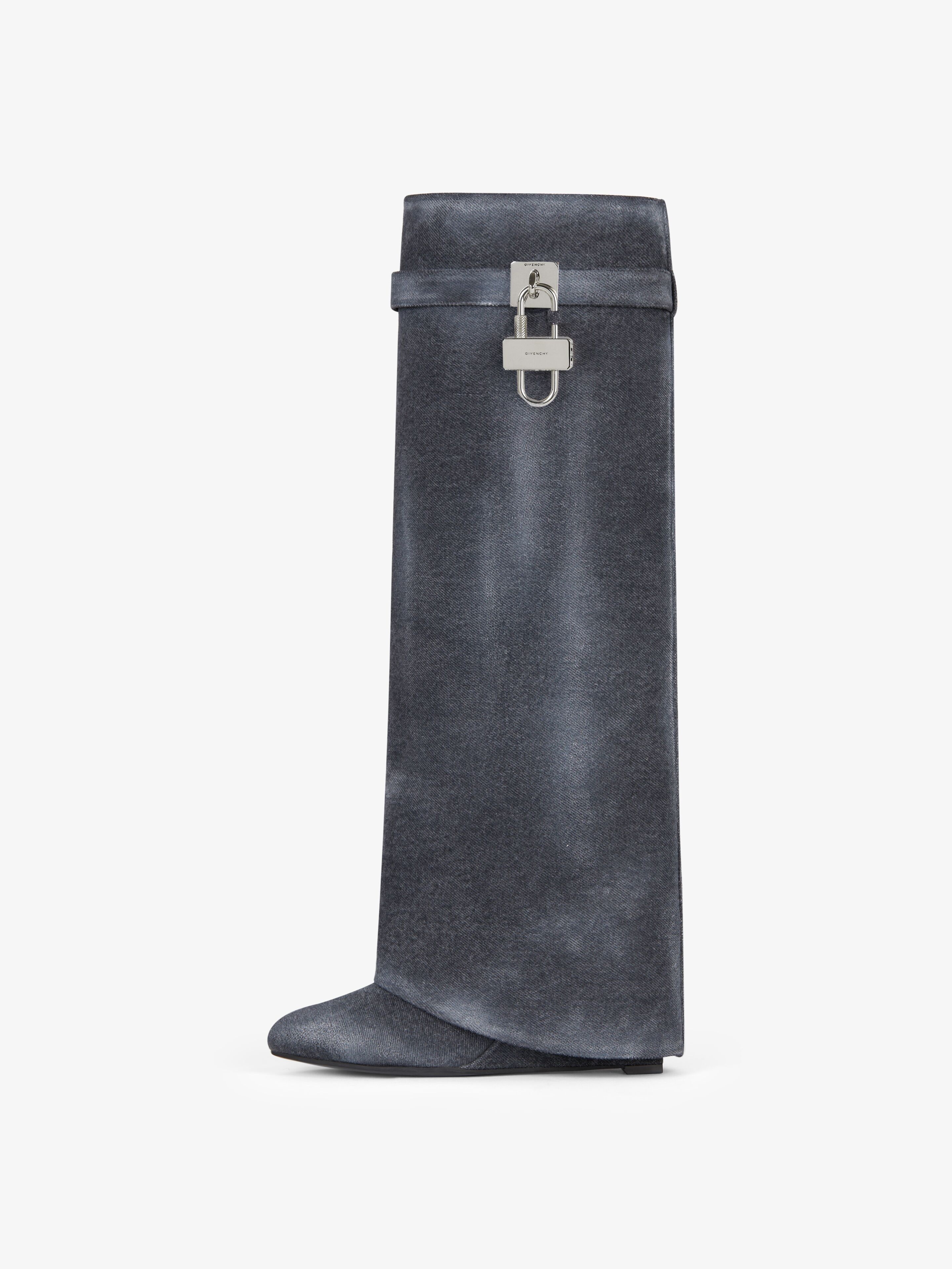 SHARK LOCK BOOTS IN WASHED DENIM - 4