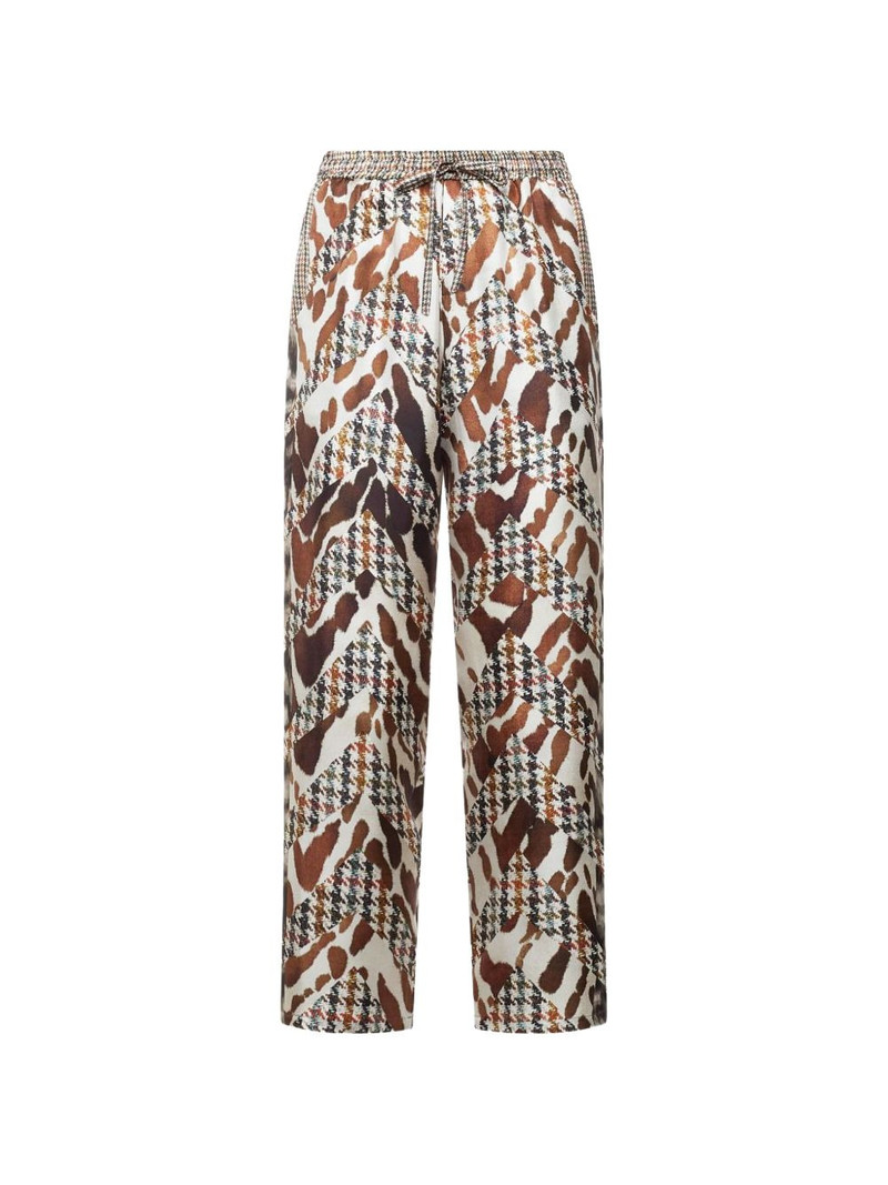 houndstooth animal-print silk trousers 1